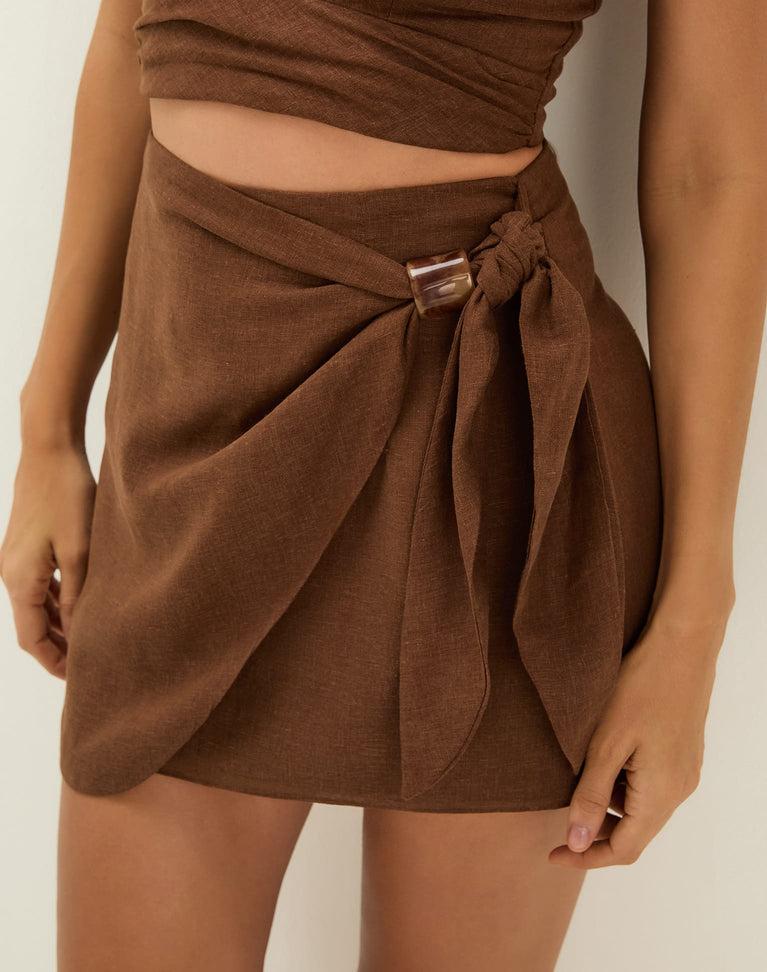 Luna Mini Skirt - Brown Product Image