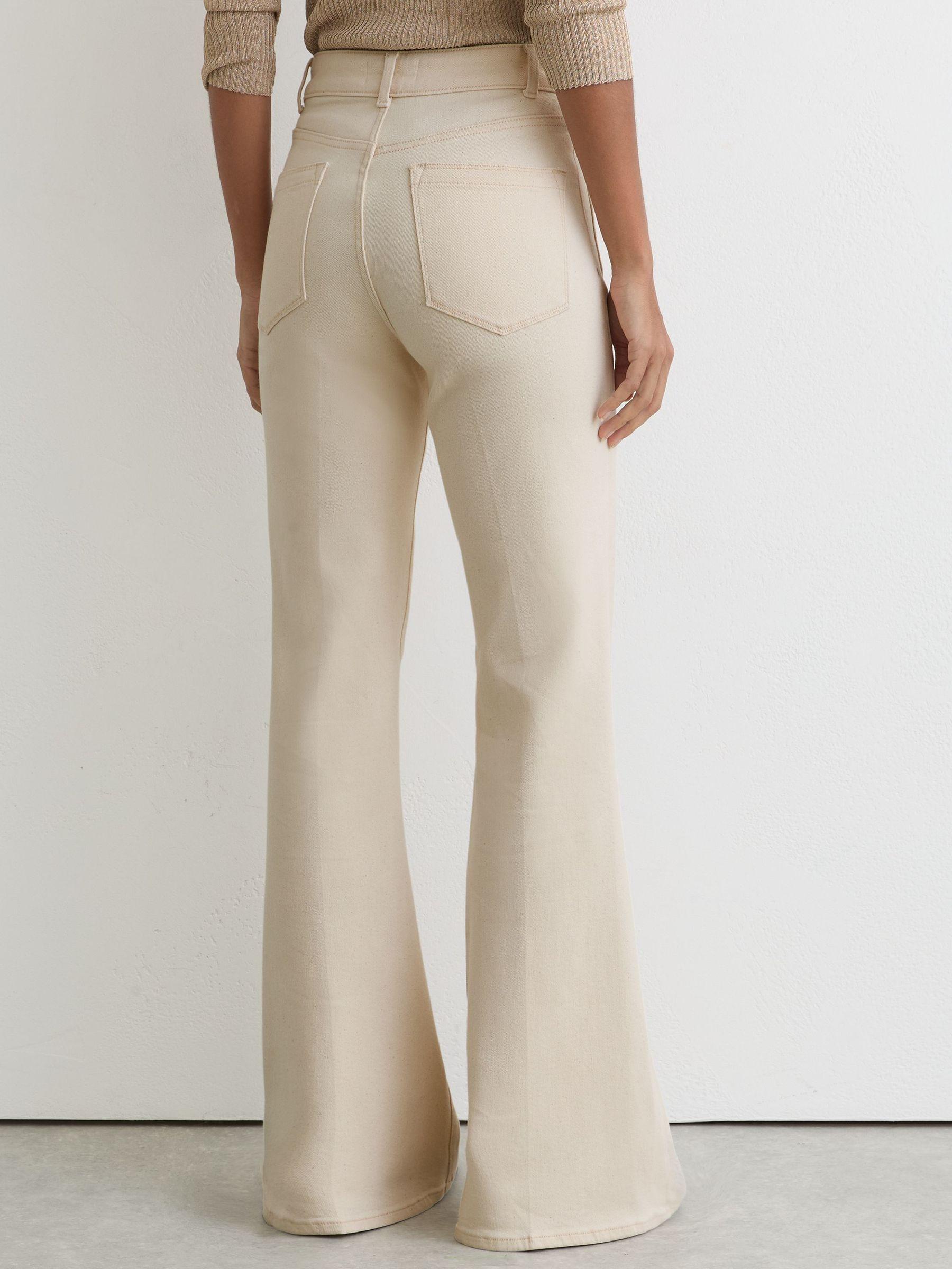 Twin-Pocket Button Flared Jeans in Light Brown Product Image