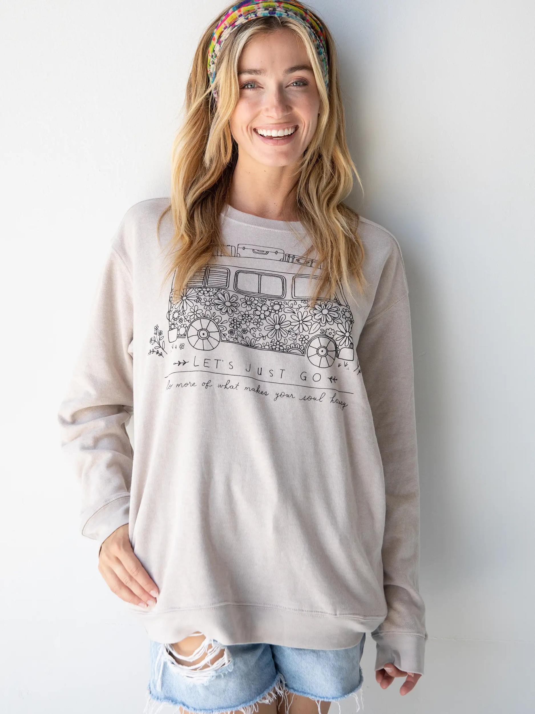 Comfy Pocket Sweatshirt - Let's Just Go Van Product Image