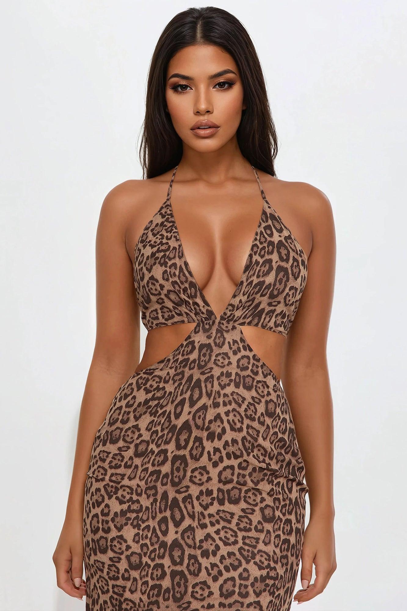 Raina Leopard Maxi Dress - Leopard Product Image