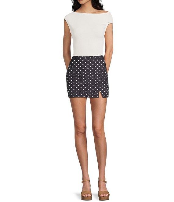 GB Polka Dot Printed Knit Mini Skirt Product Image