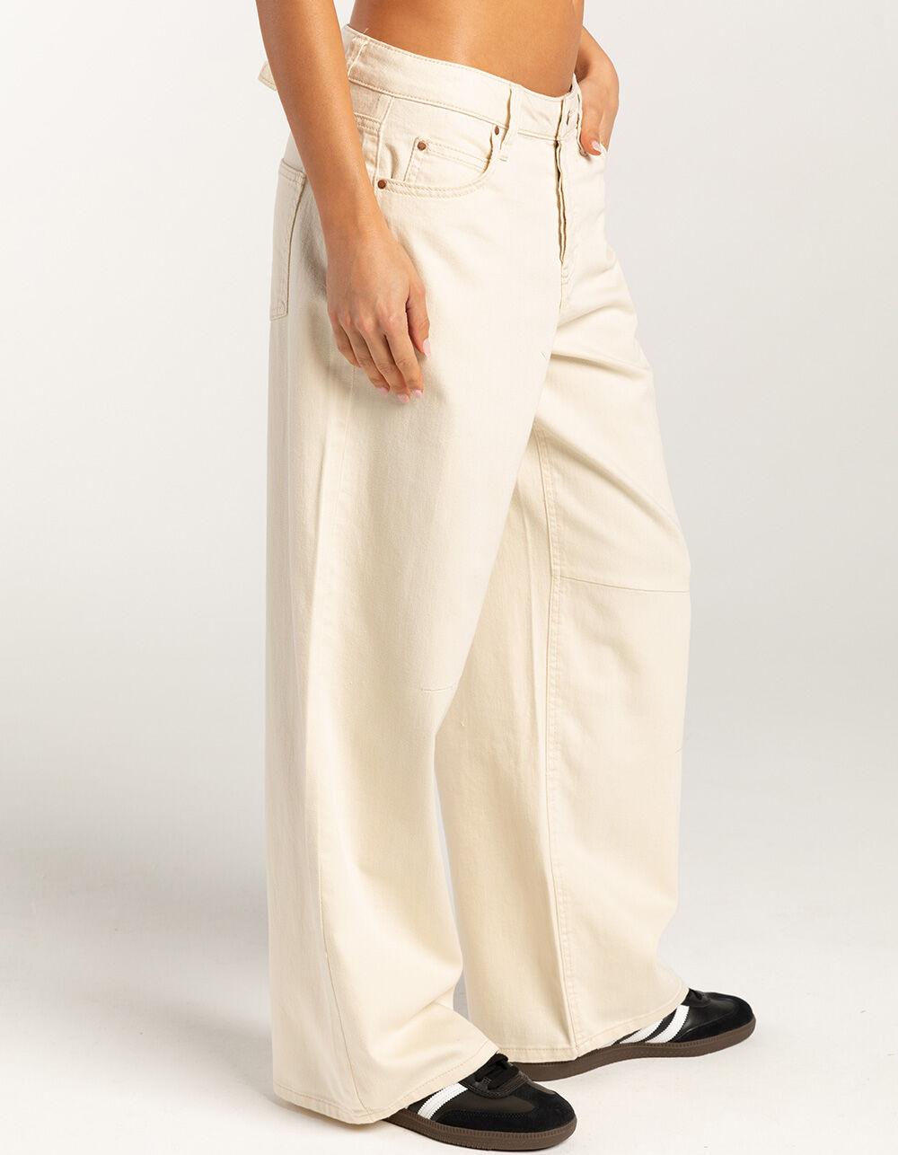 RSQ Womens Mid Rise Baggy Buckle Jeans - VANILLA Product Image