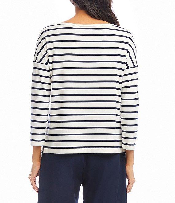 Karen Kane Stripe 3/4 Sleeve Boatneck Top Product Image