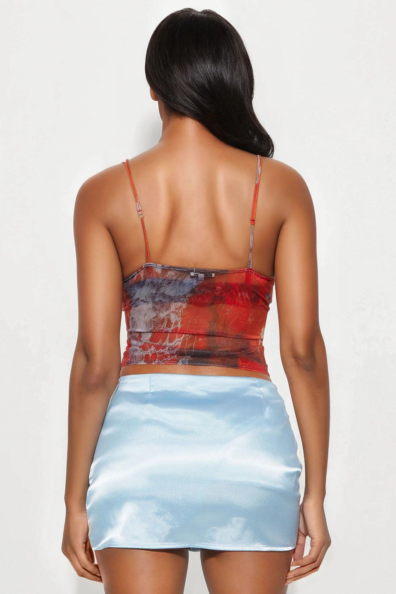 Vacay Cove Mesh Cut Out Top - Multi Color Product Image