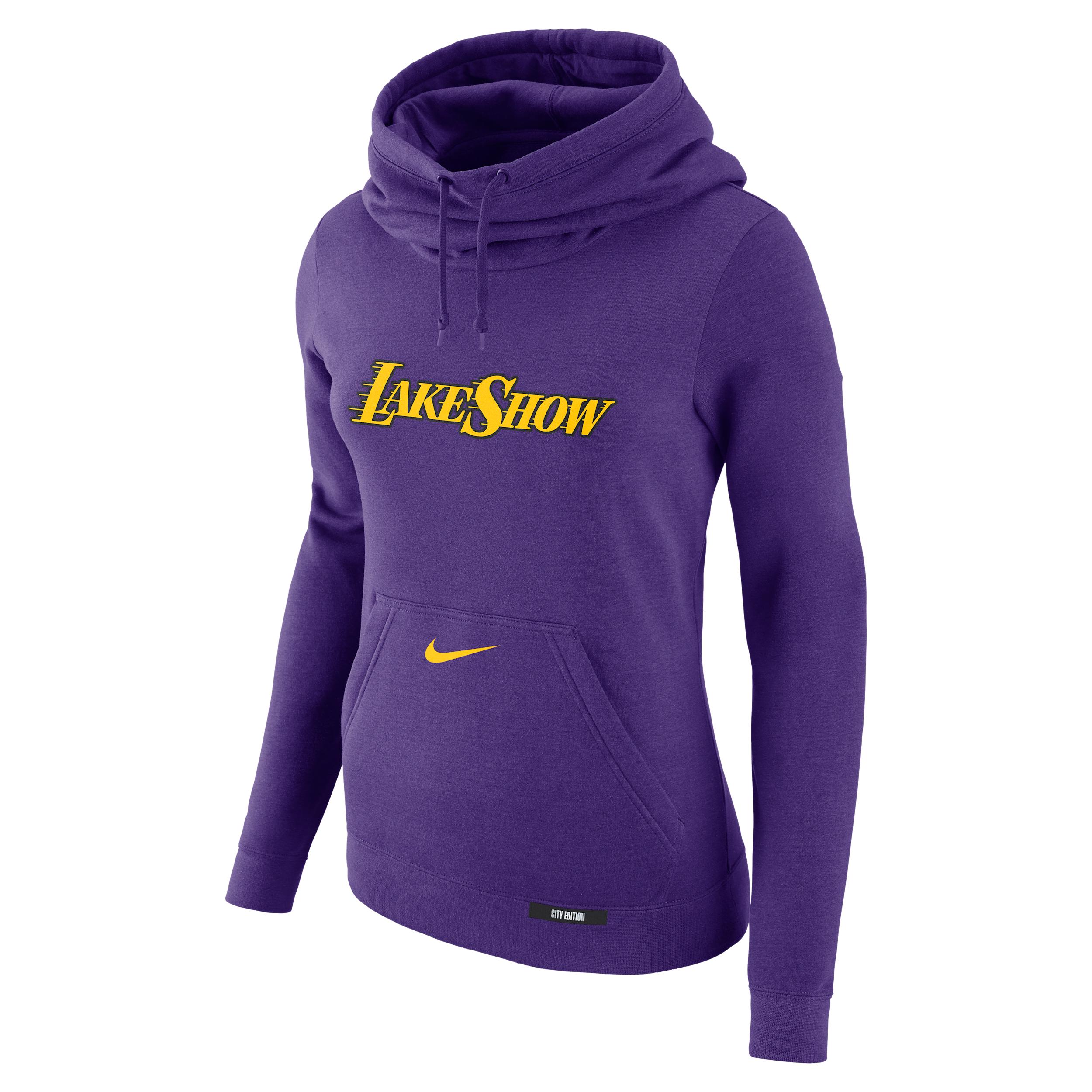 Los Angeles Lakers Club City Edition Women's Nike NBA Fleece Funnel-Neck Hoodie Product Image
