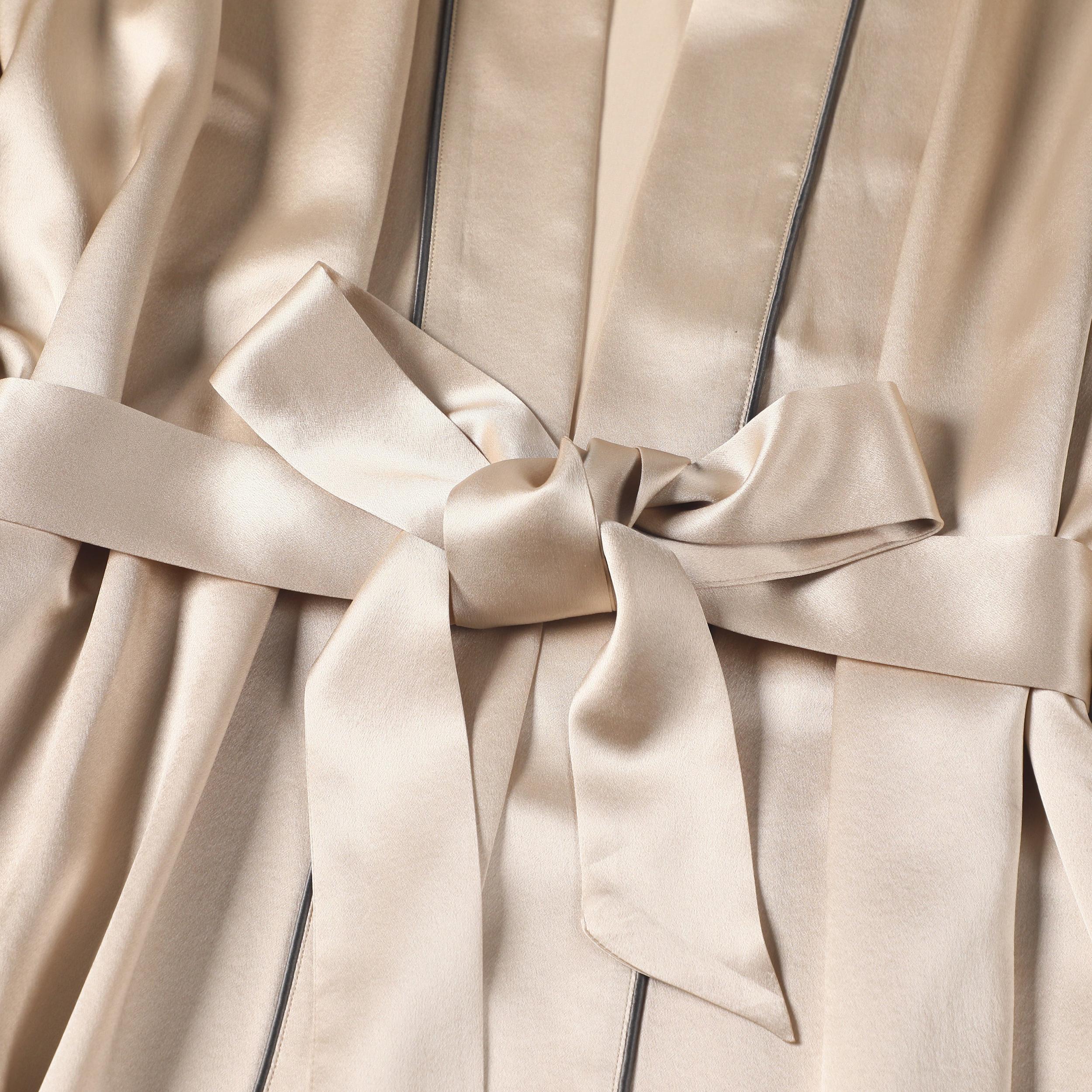 Gift Set | Pure Silk Beige Kimono Robe & Slip Dress | 22 Momme | Float Collection Product Image