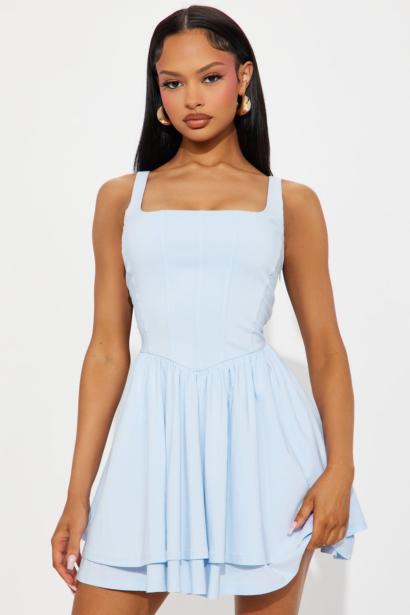 Bellamy Corset Mini Dress - Light Blue Product Image