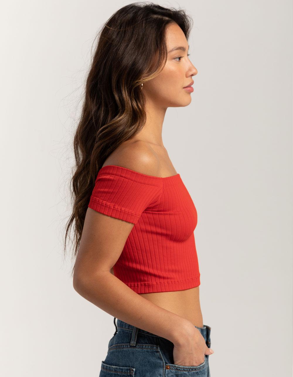 RSQ Womens Seamless Off The Shoulder Top - RED Product Image
