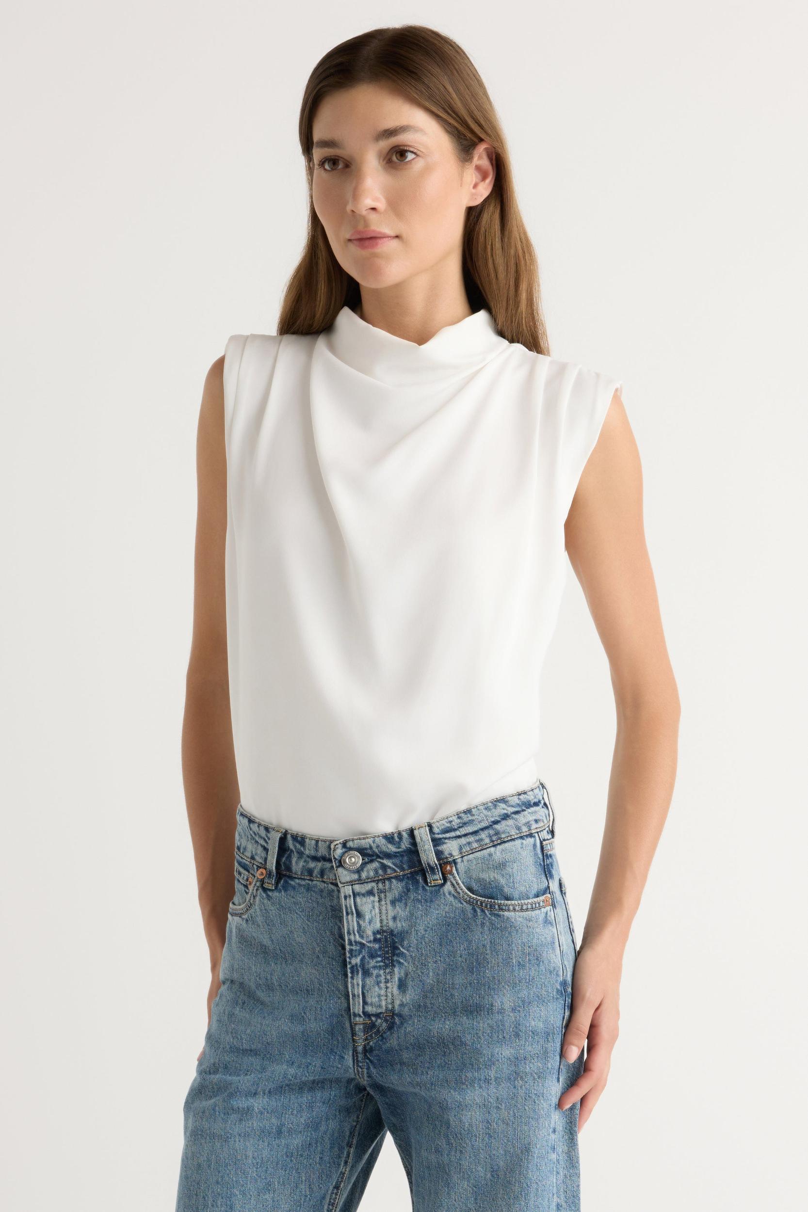 Allegra Gathered-Neck Sleeveless Blouse Product Image