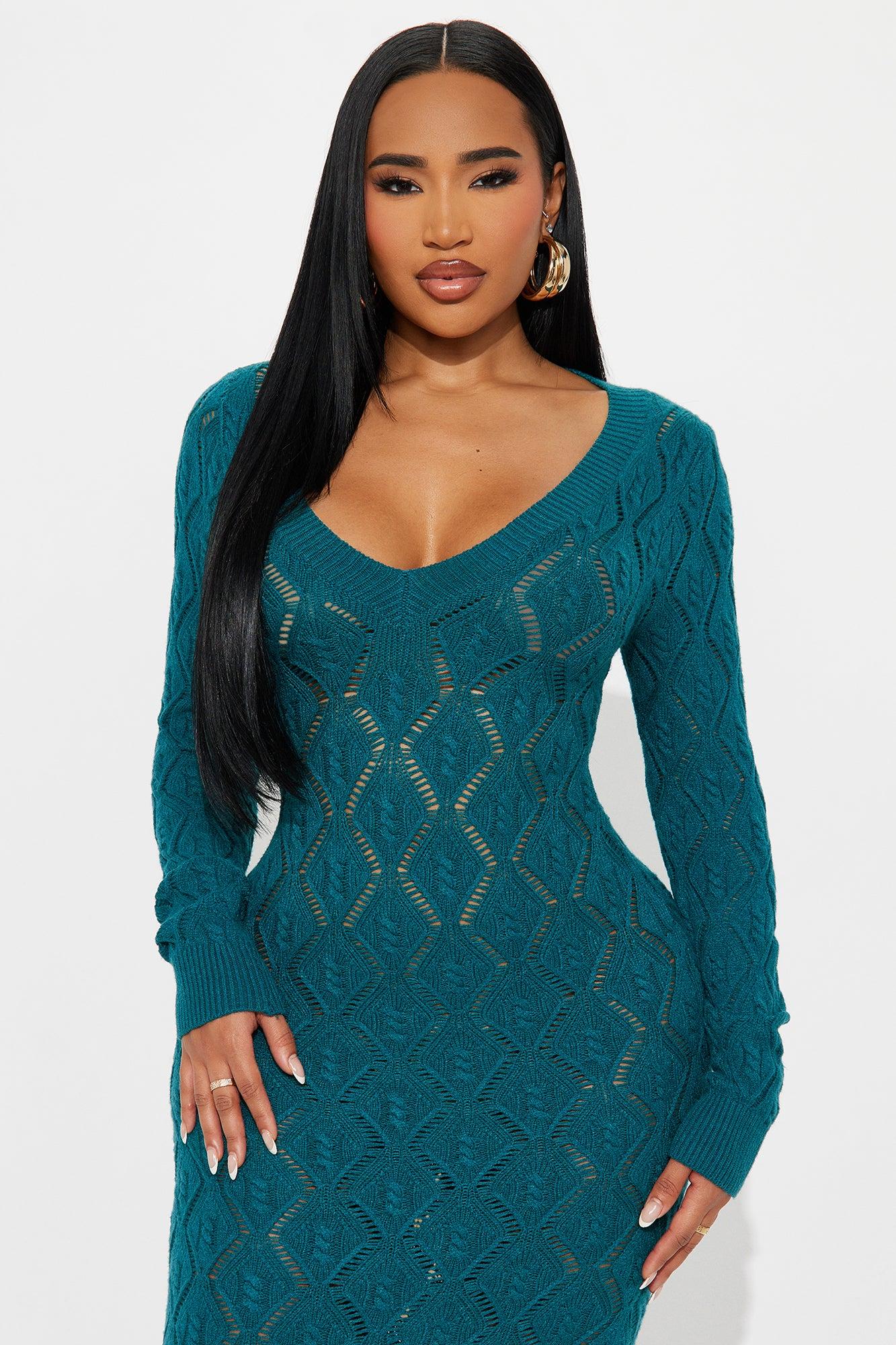 Oriana Sweater Maxi Dress - Teal Female Product Image