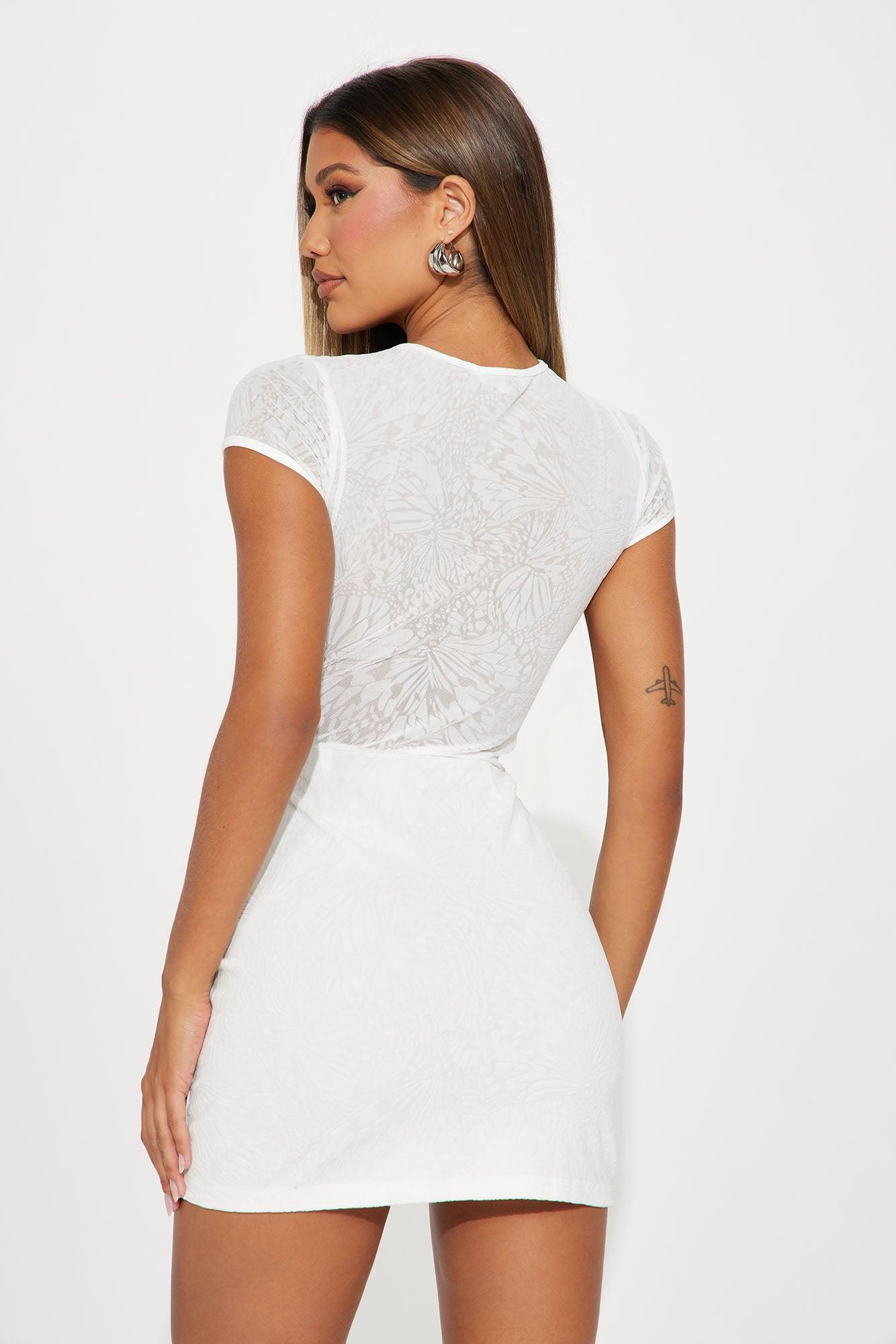 Alexa Mesh Mini Dress - White Product Image