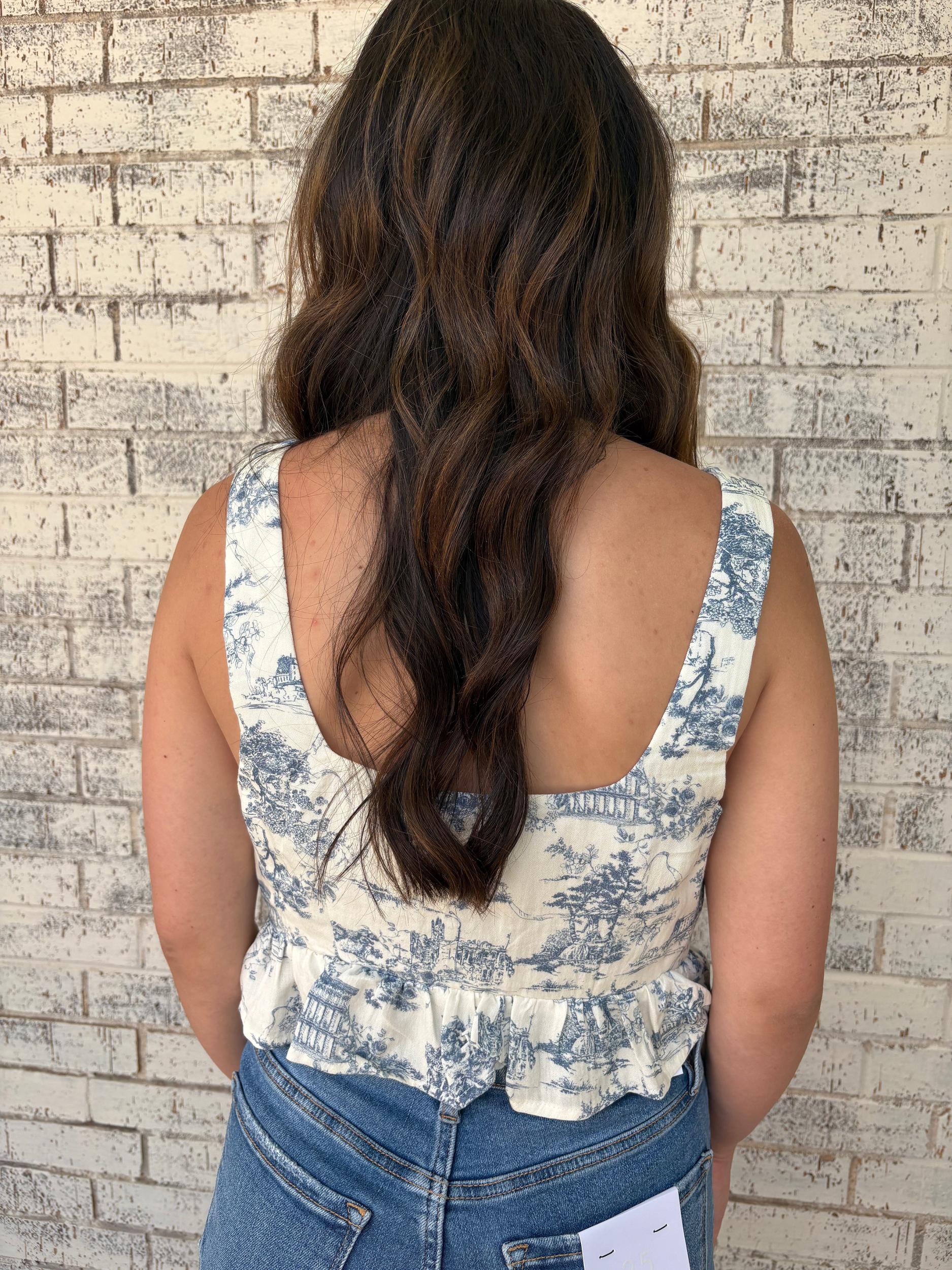 Ivory Garden Square Neck Crop Tank Product Image