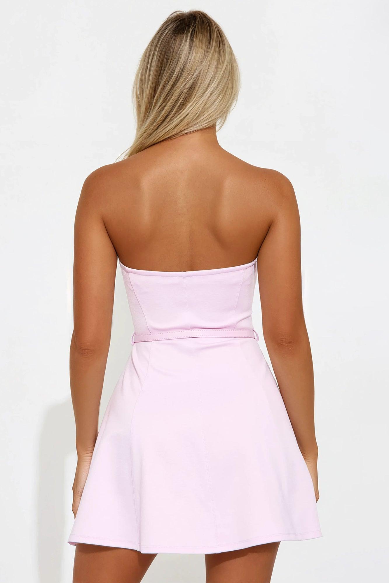 Hana Belted Ponte Mini Dress - Lavender Product Image