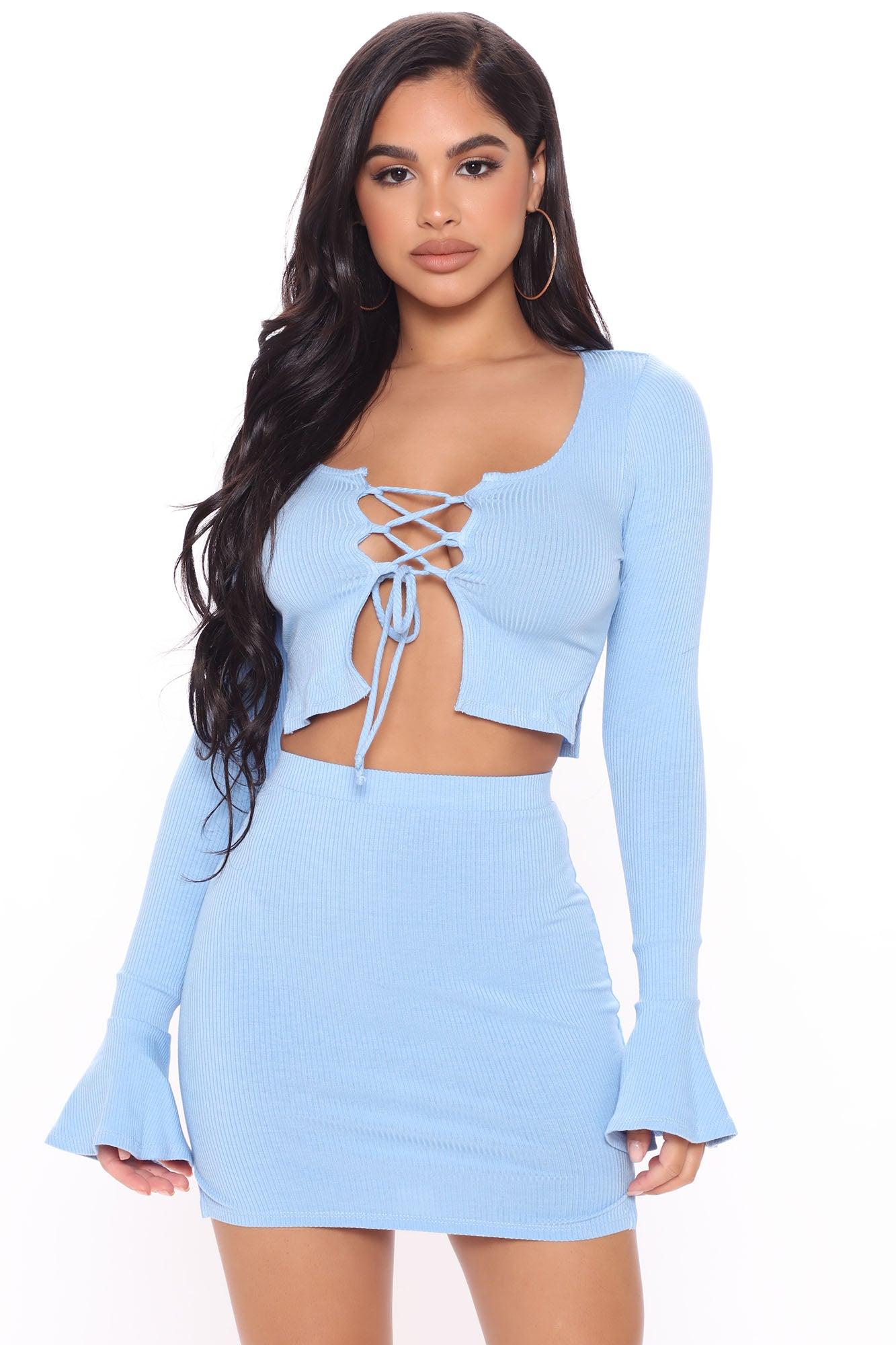 Better Believe It Skirt Set - Light Blue Product Image