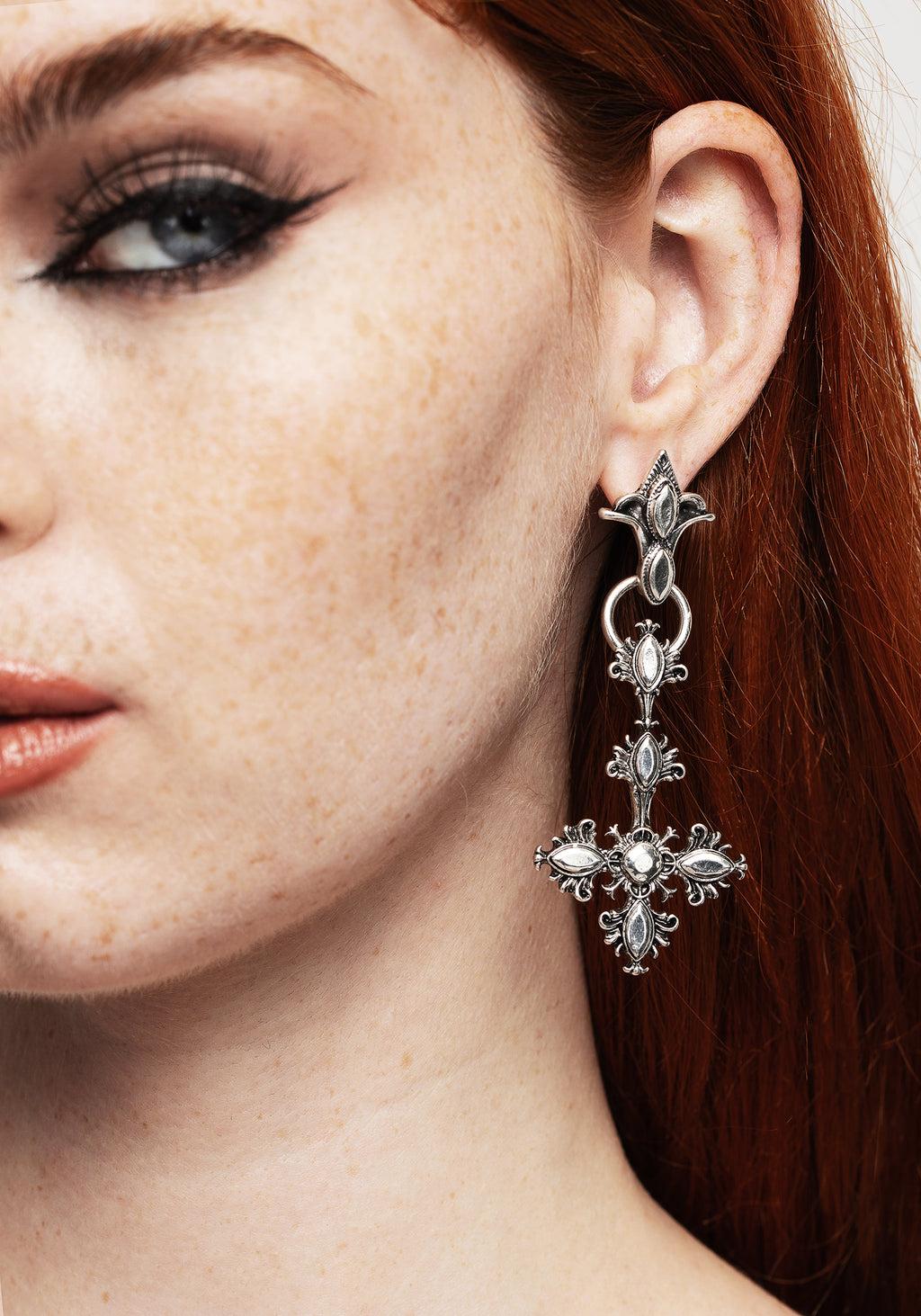 Edwina Cross Drop Earrings Product Image