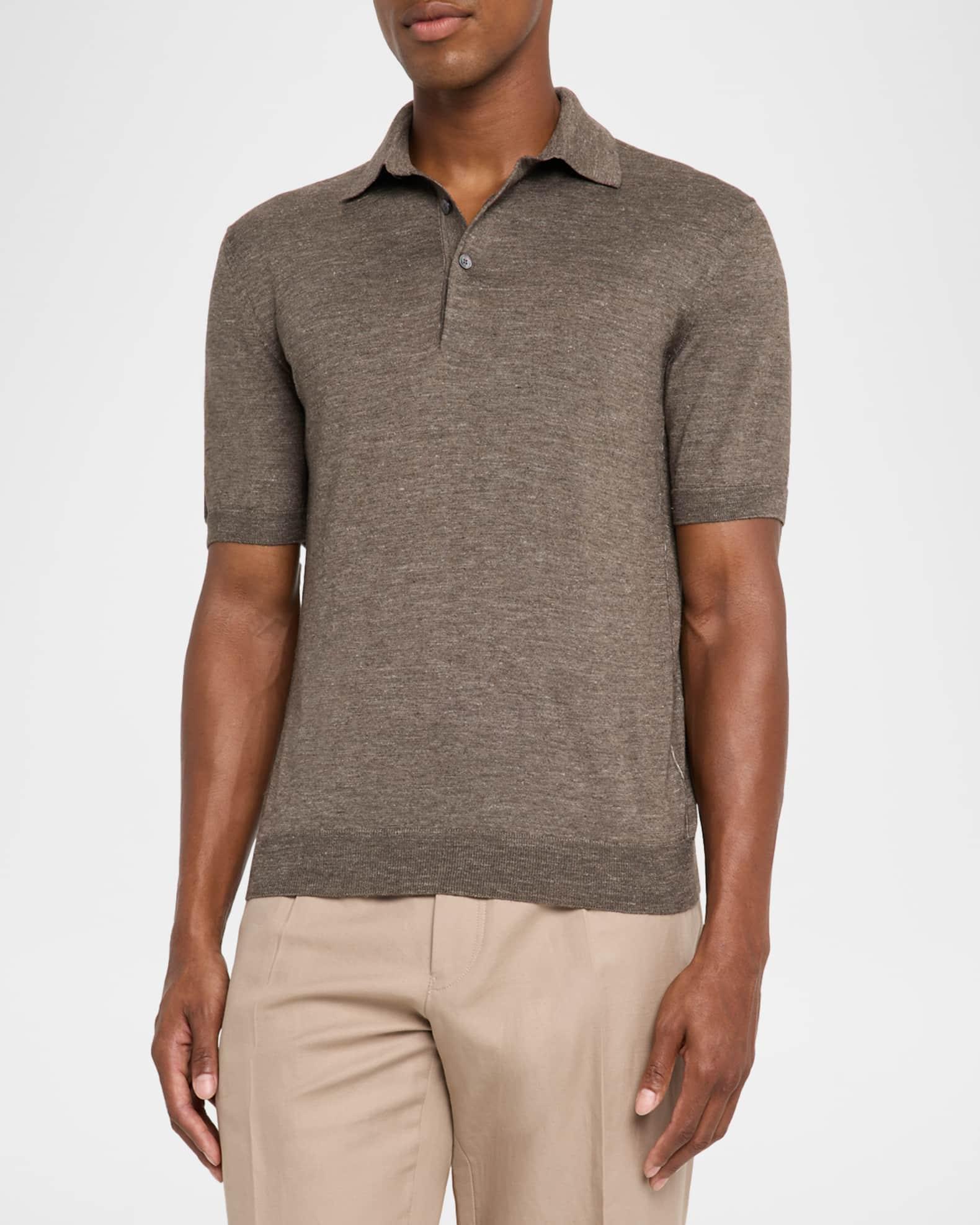 Men's Melange Silk, Cashmere and Linen Polo Sweater Product Image