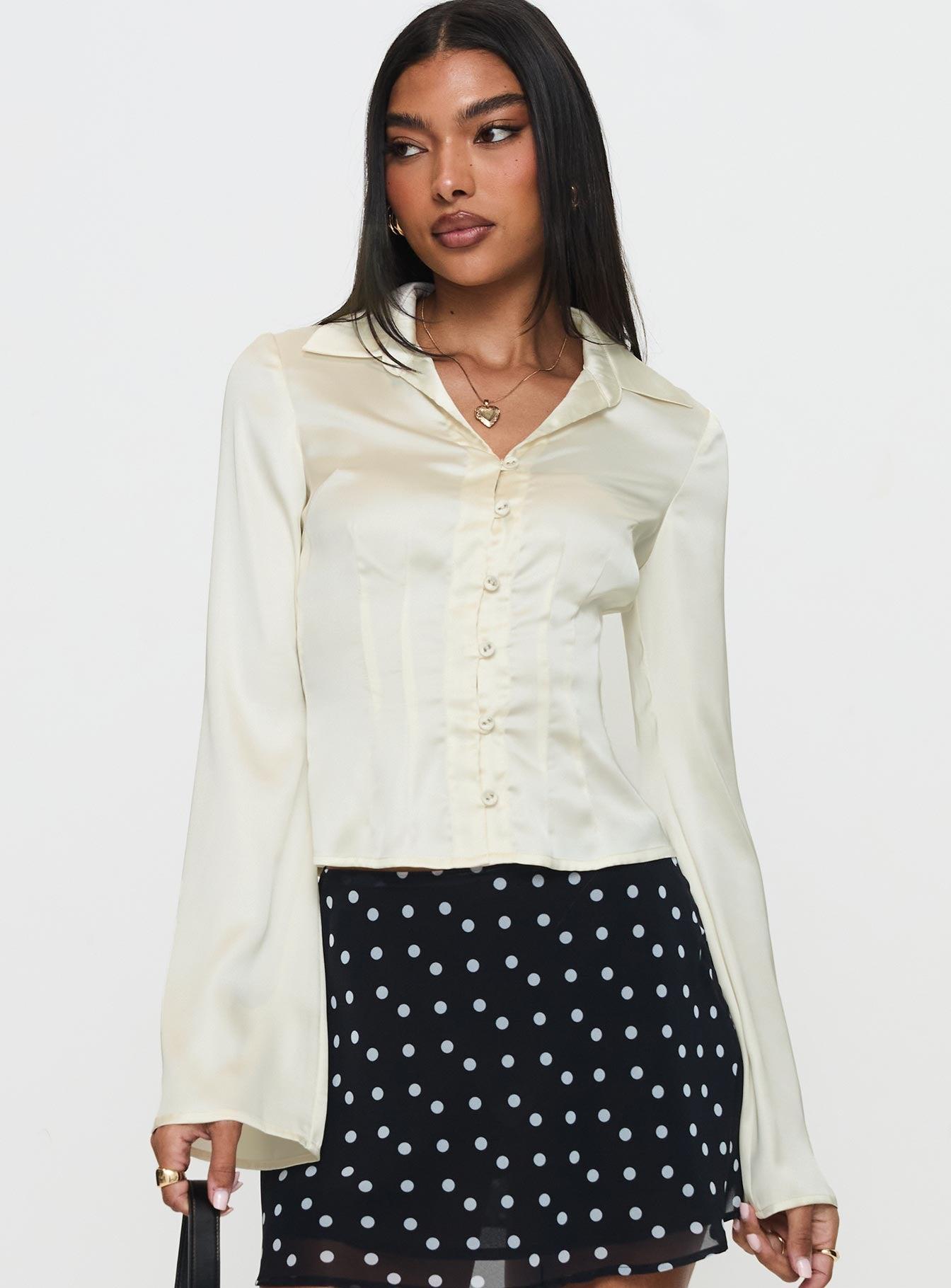 Miravella Long Sleeve Top Cream Product Image