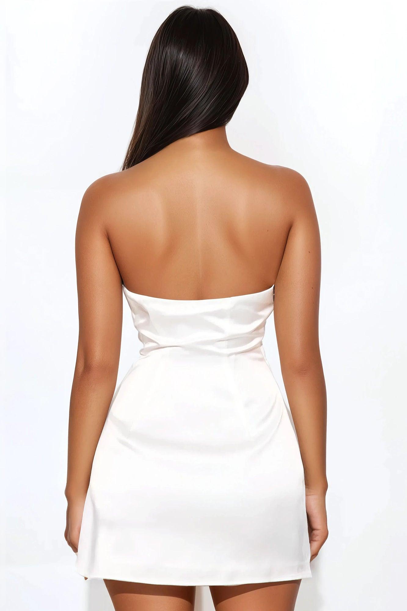 Vasalia Satin Mini Dress - White Product Image