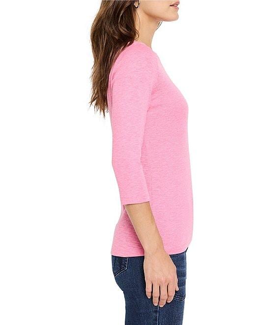 NIC + ZOE NZT Knit Boat Neck 3/4 Sleeve Tee Product Image