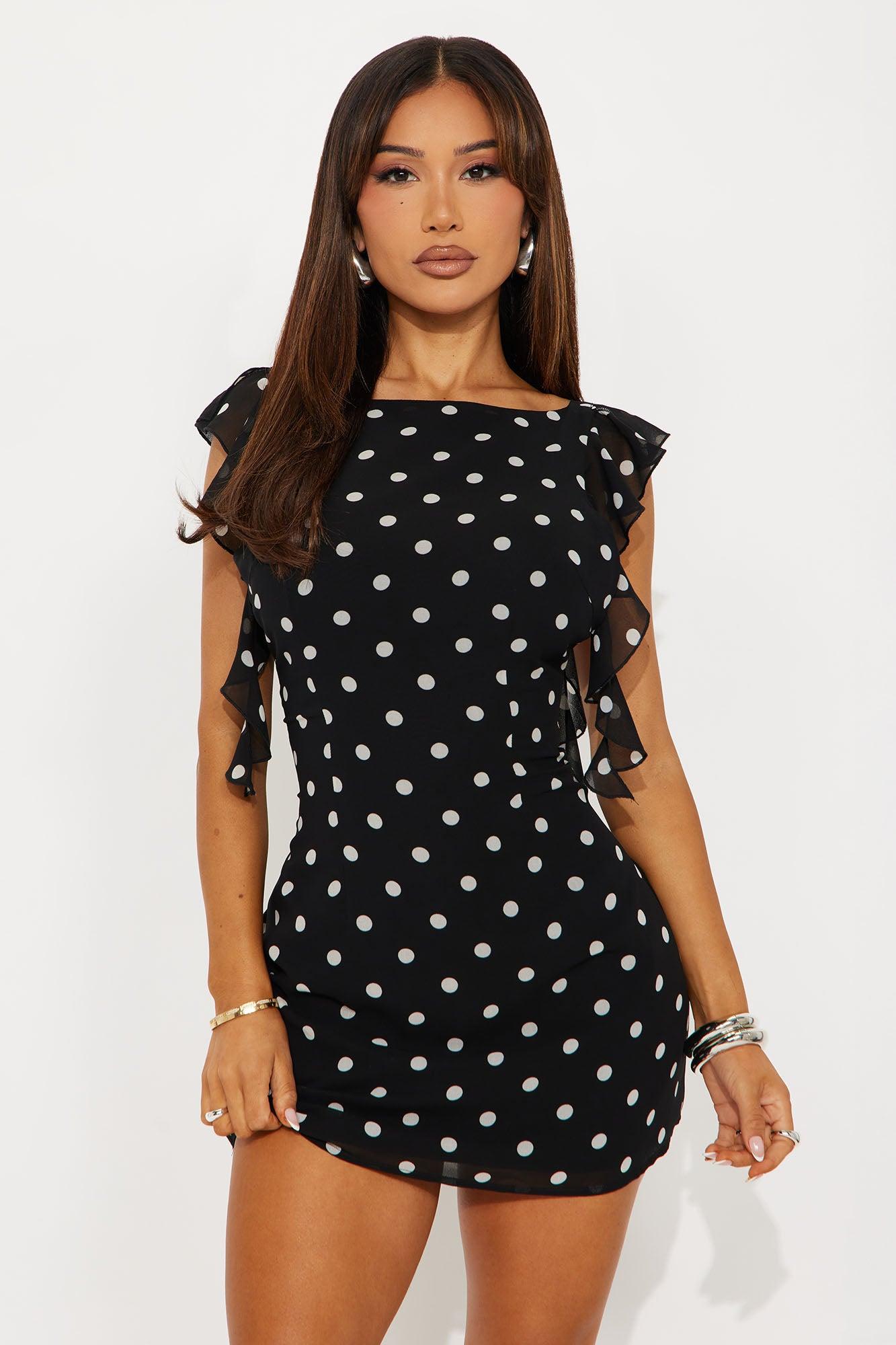 Zayla Polka Dot Mini Dress - Black/White Product Image