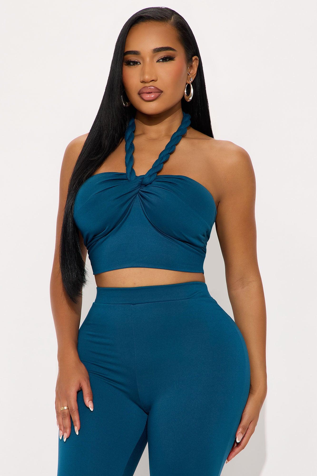 Heatwave Hottie Halter Capri Set - Teal Female Product Image
