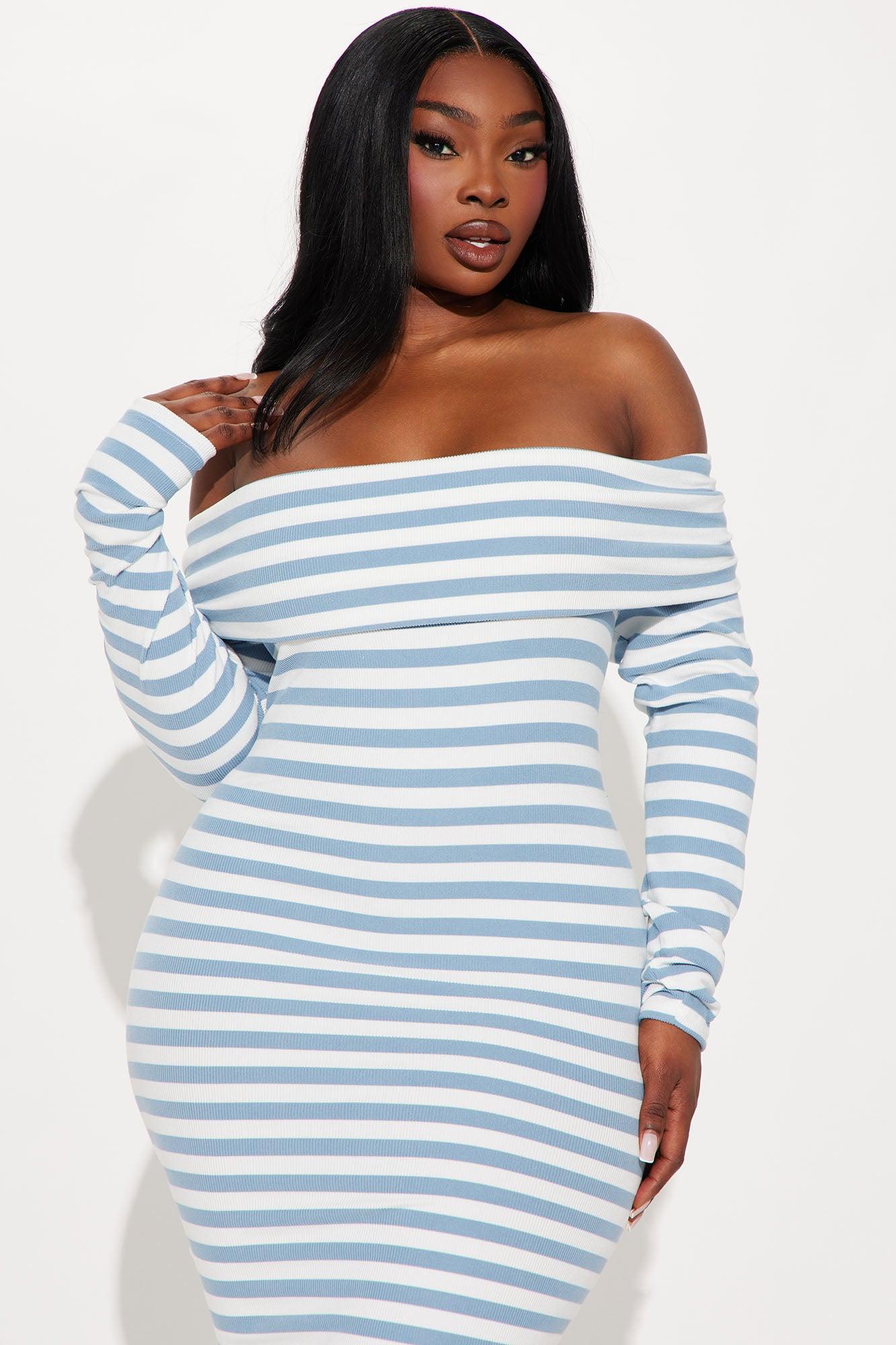 True Masterpiece Striped Midi Dress - Blue/combo Product Image