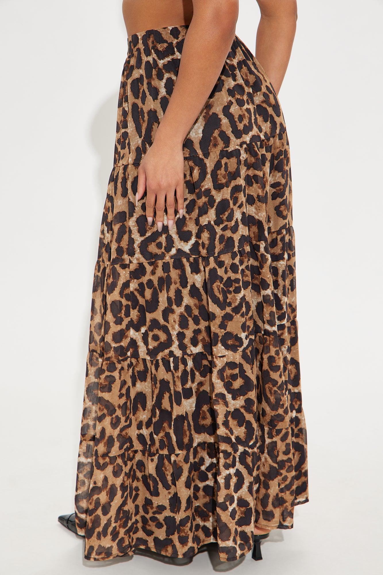 Simona Leopard Tiered Maxi Skirt - Brown/combo Product Image