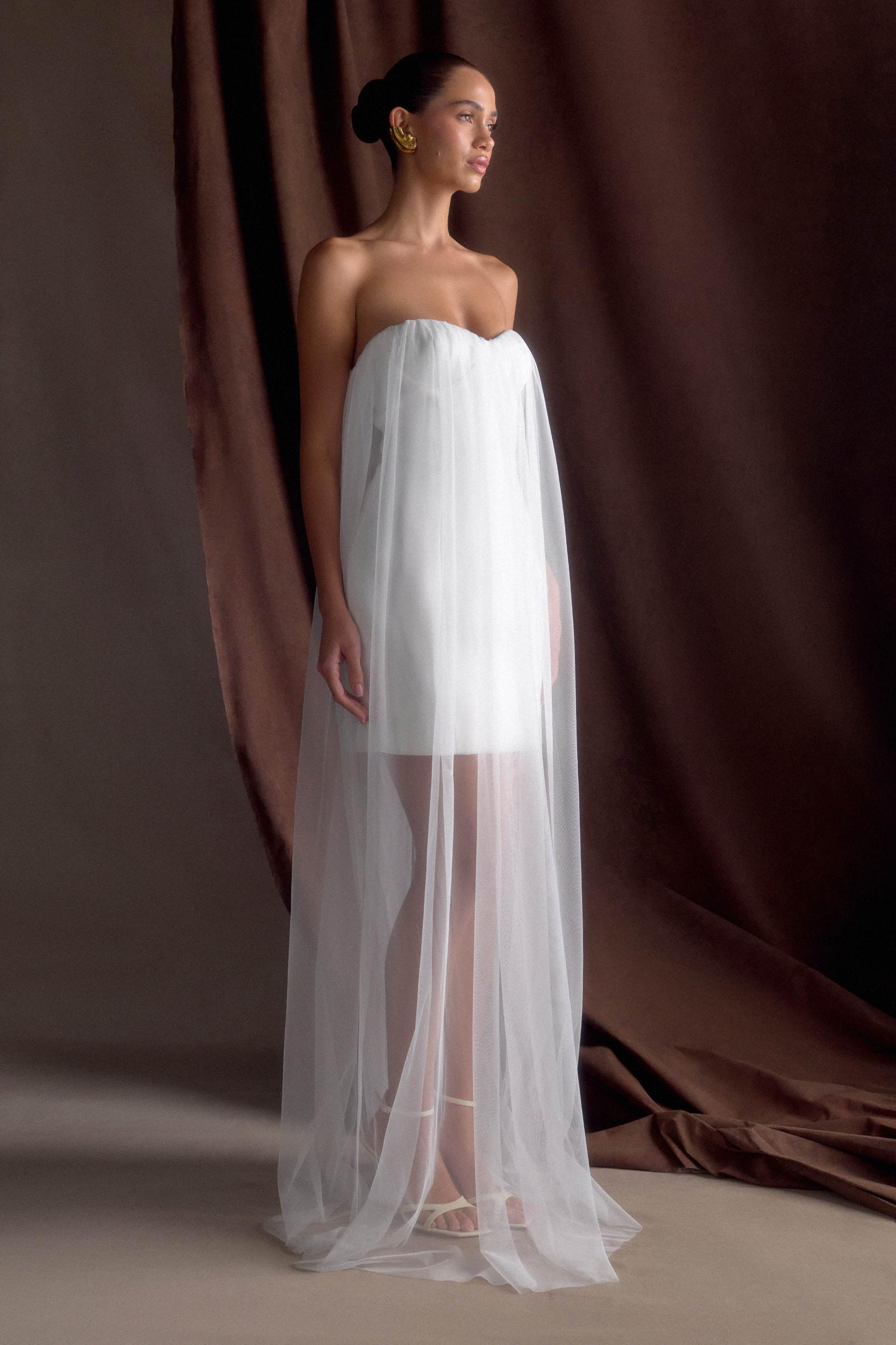 Bettany Chiffon Strapless Maxi Dress - White Product Image