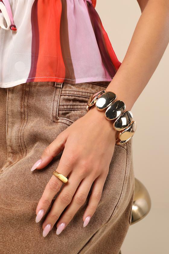 Adessa Gold Oval Cuff Bracelet Product Image