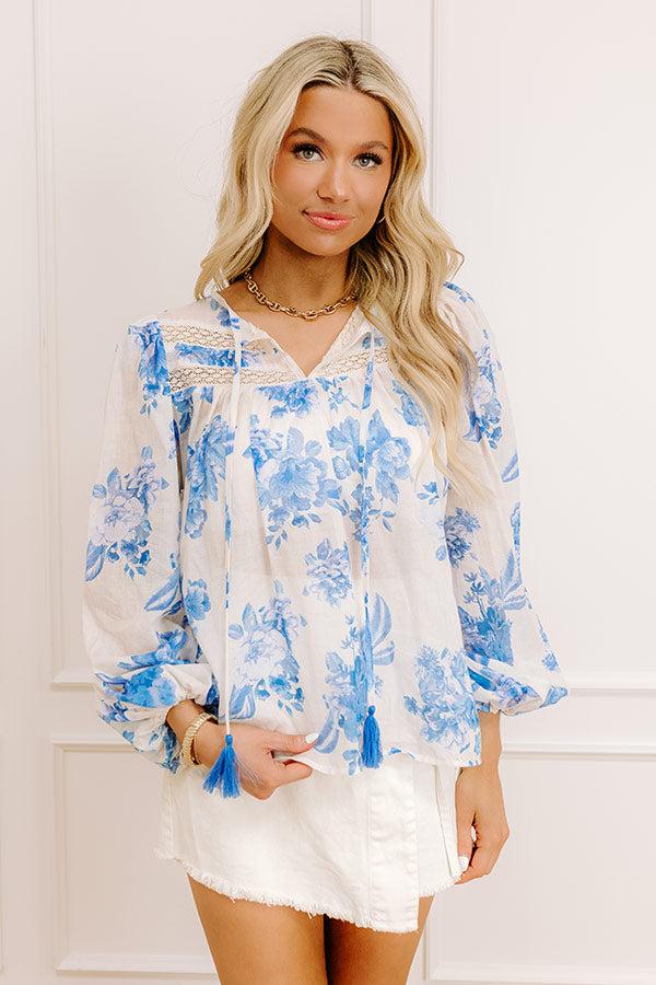 Garden Serenade Floral Top in Blue Product Image