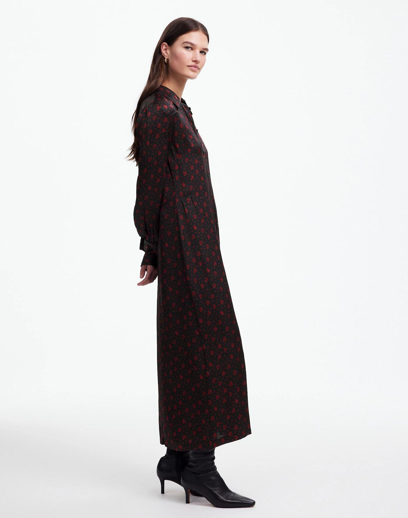 Button-Front Midi Shirtdress in Floral Product Image