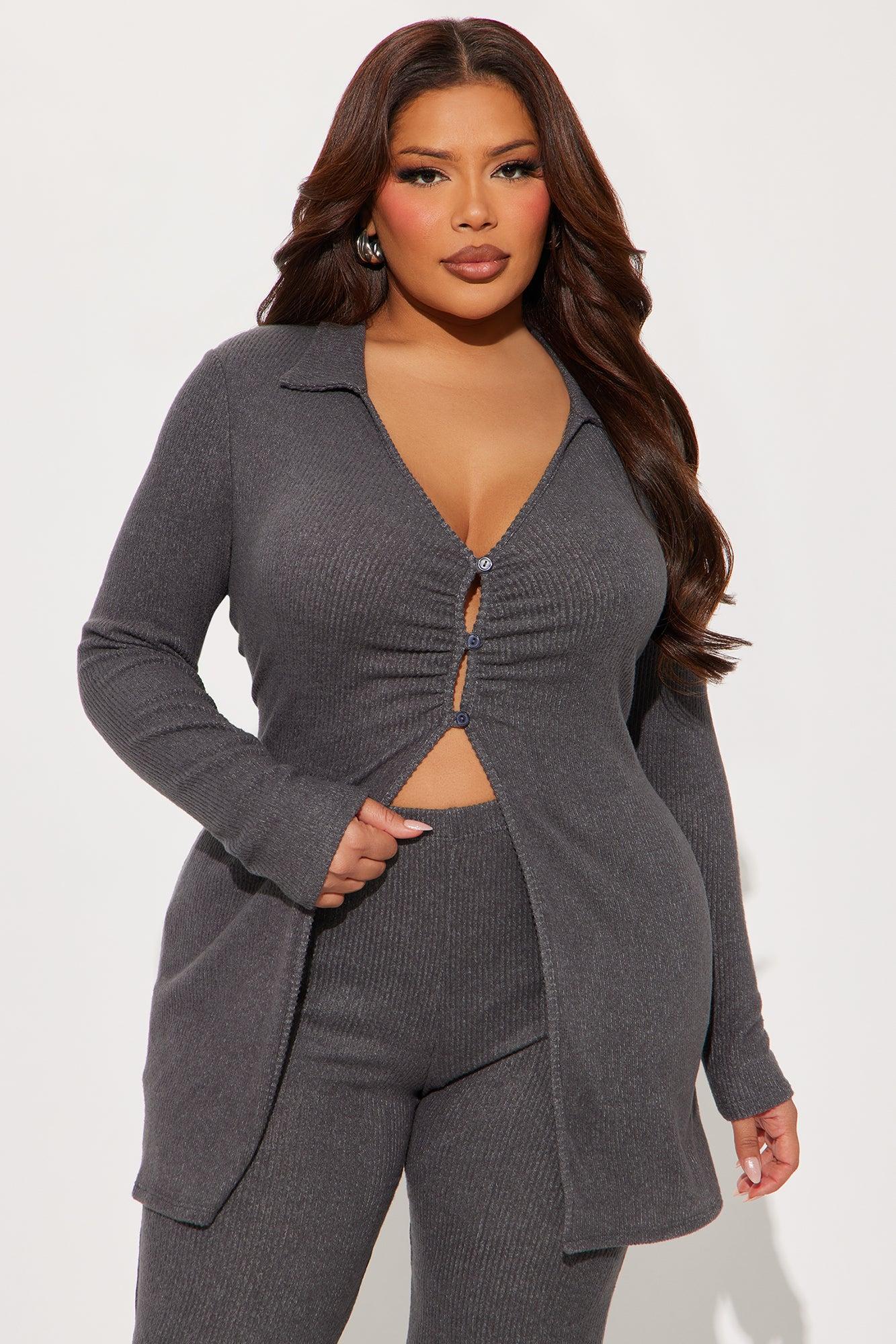 Camille Cozy Pant Set - Charcoal Female Product Image