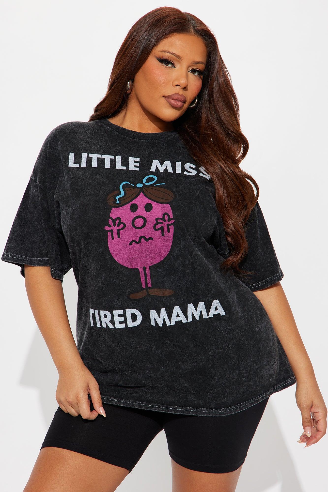 Little Miss Tired Mama Washed Oversized Tee - Black Female Product Image