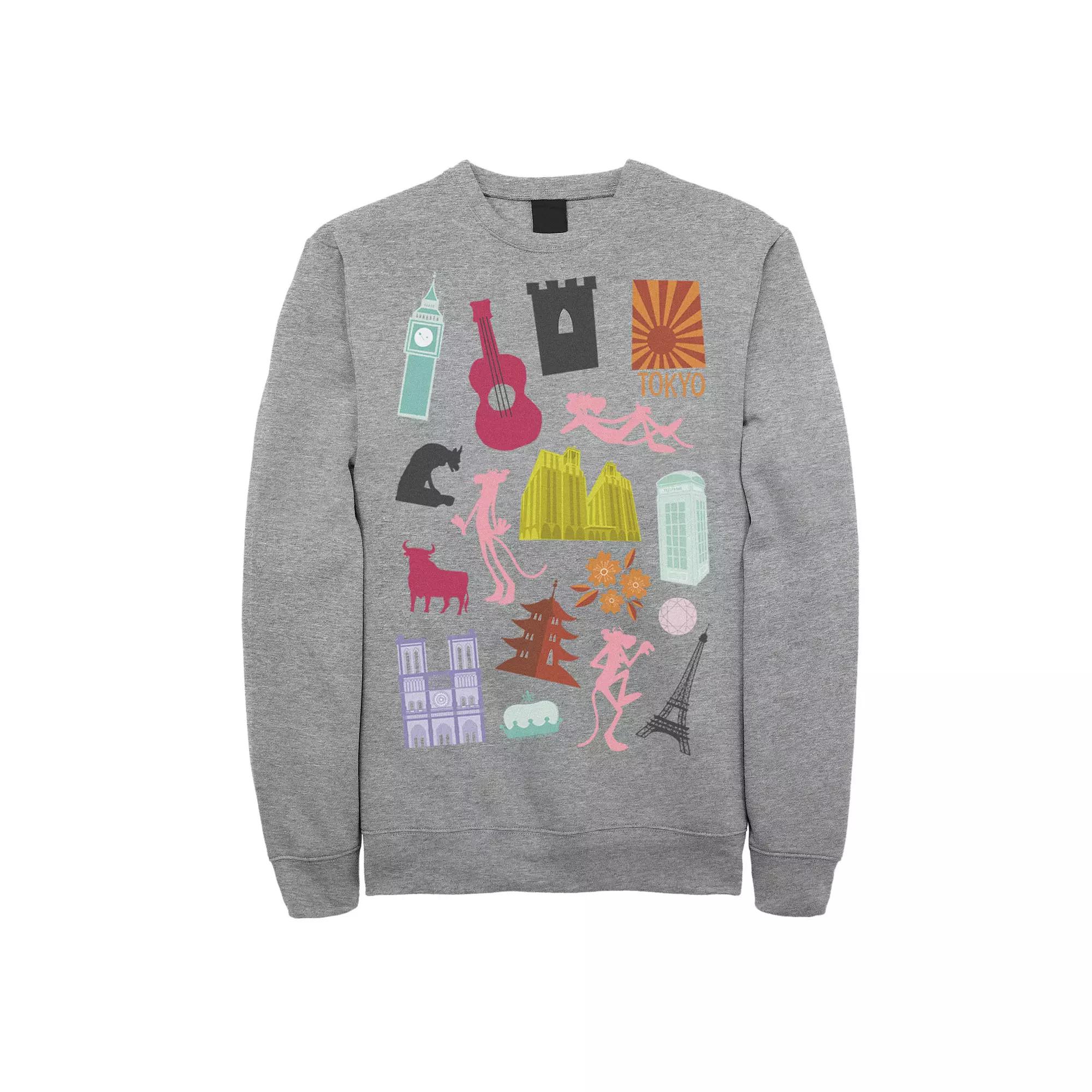 Men's Pink Panther Around The World Doodles Sweatshirt,  Product Image