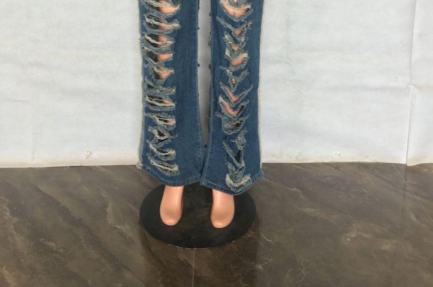 High Waist Washed Ripped Wide Leg Jeans Product Image