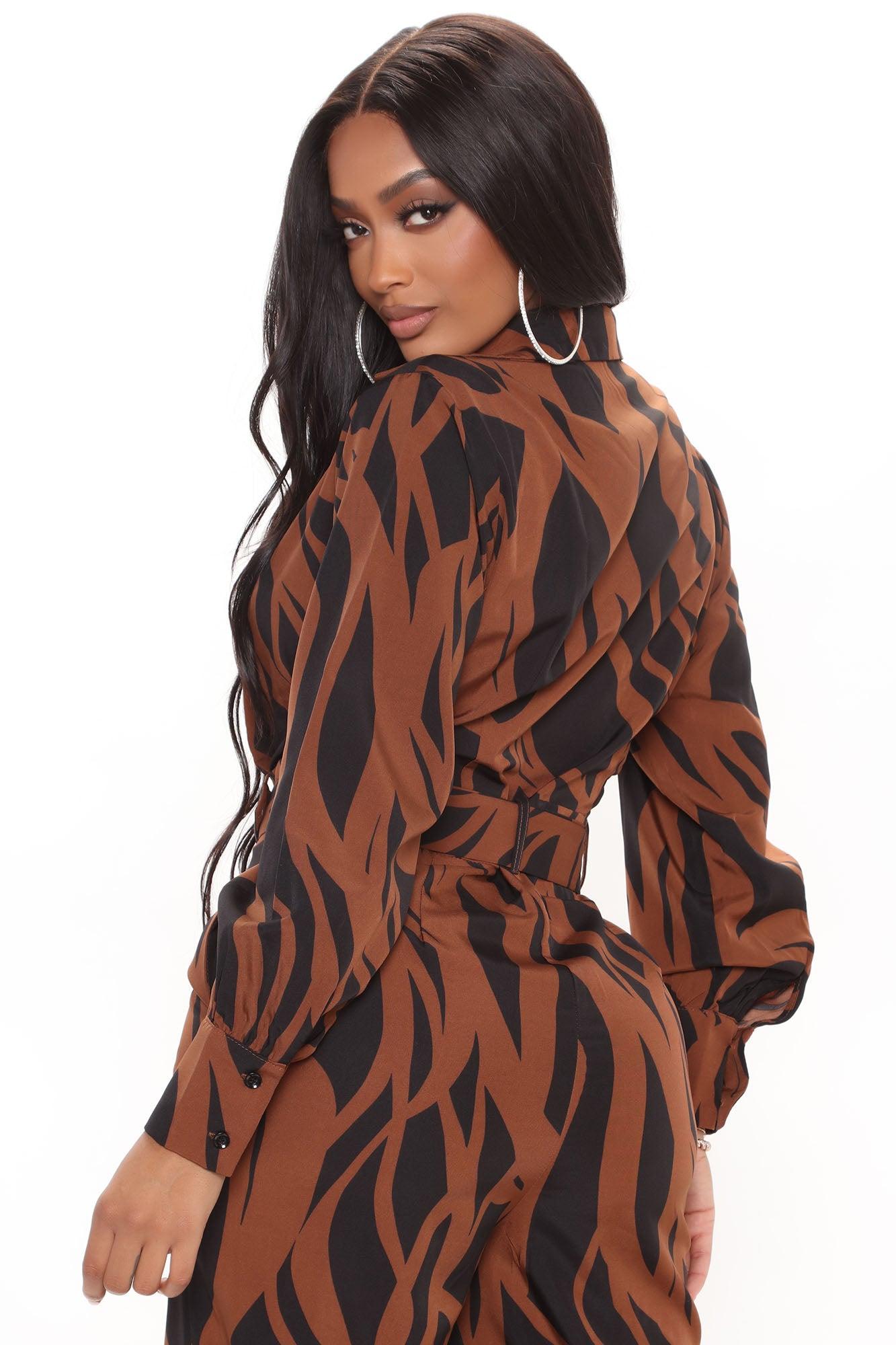 Feel Good Zebra Jumpsuit - Brown/combo Product Image