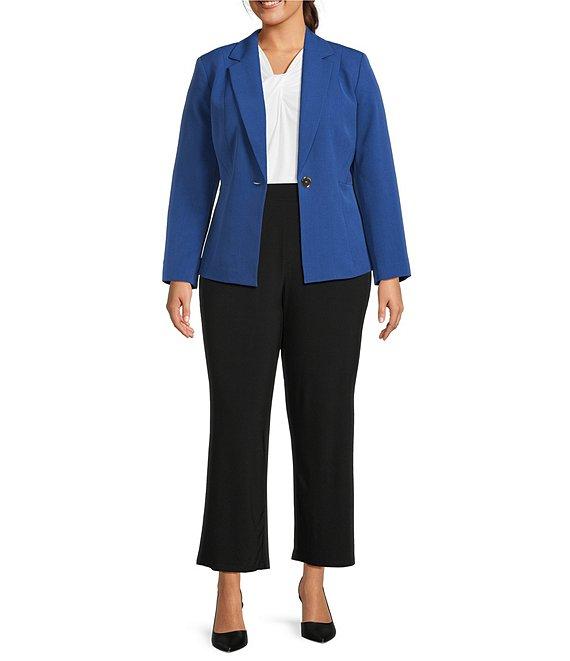 Kasper Plus Size Stretch Crepe Princess Seams One Button Jacket Product Image