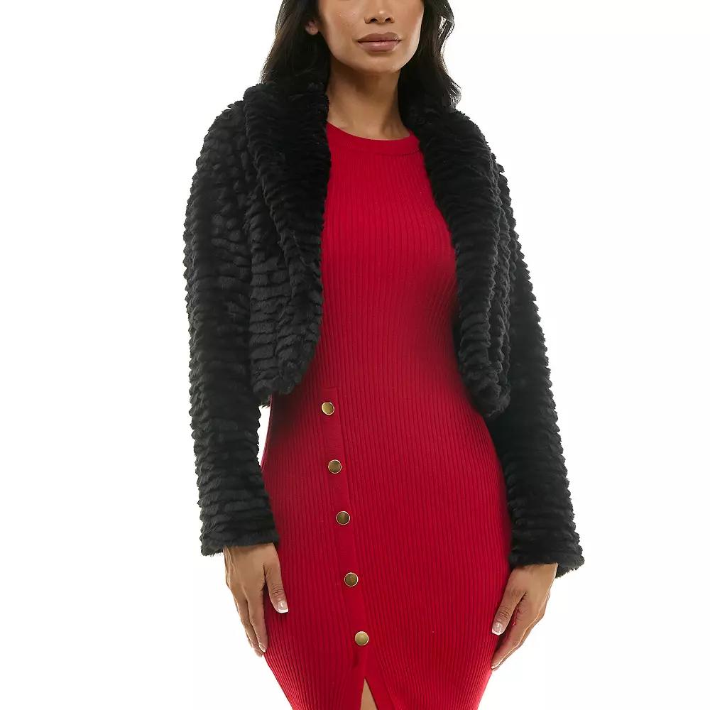 Women's Nina Leonard Curved Faux Fur Bolero,  Product Image