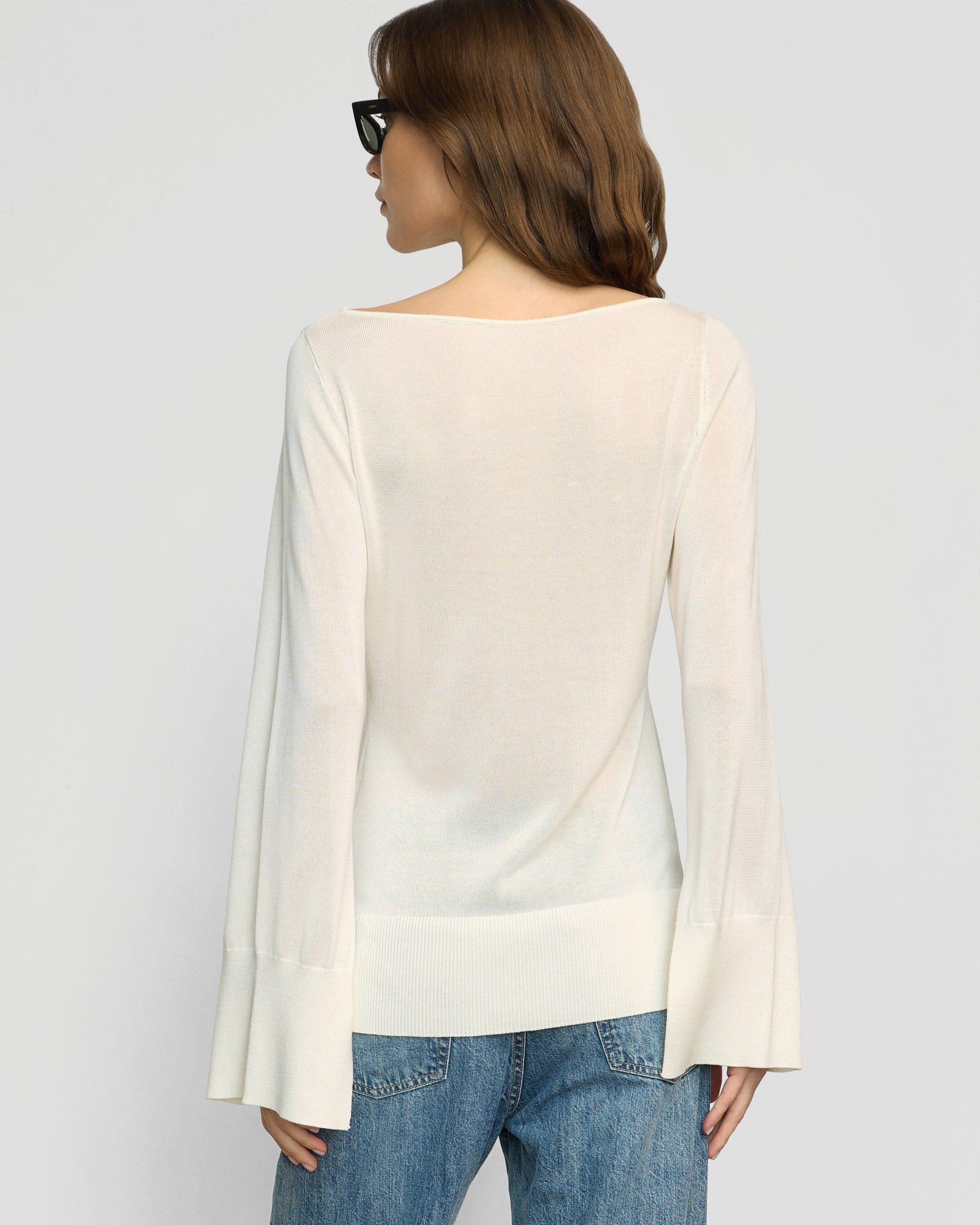 Keegan Semi-Sheer Slit-Neck Knit Top Product Image