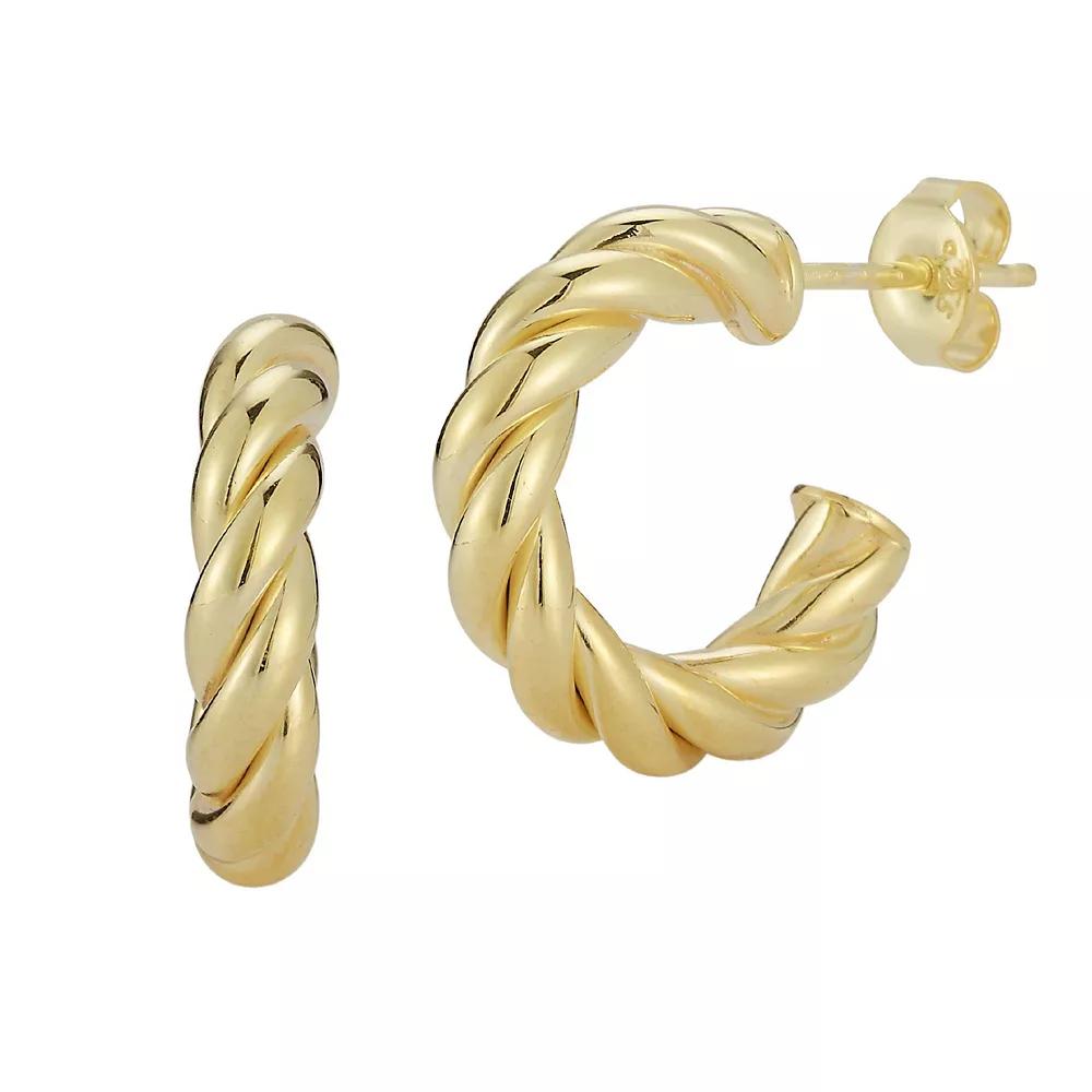 Sunkissed Sterling Small Twist Hoop Earrings, Women's, Gold Tone Product Image
