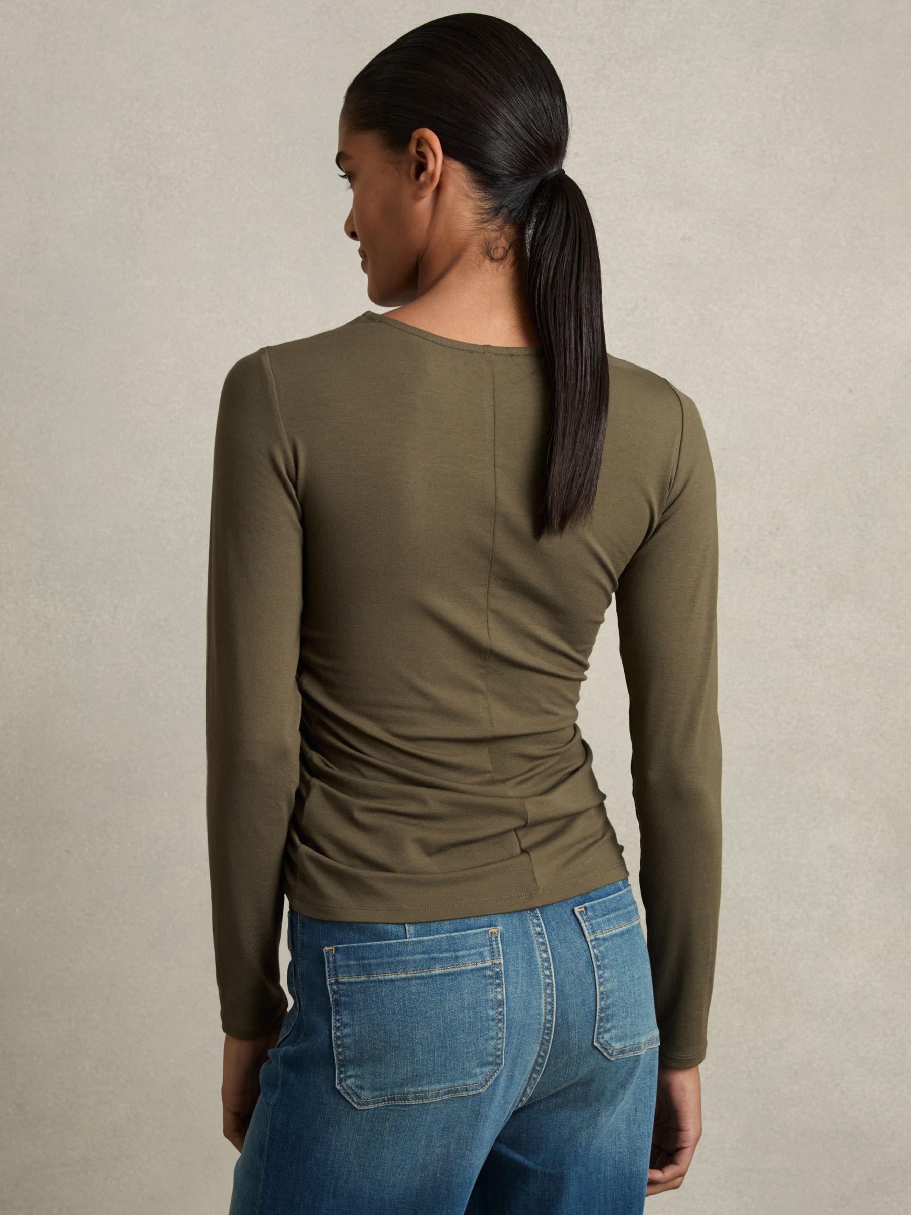 Jersey Ruched Top in Khaki Product Image