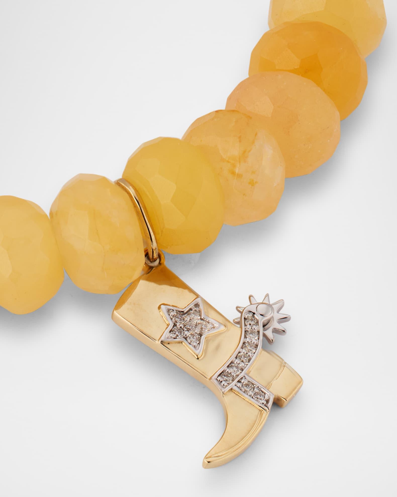 14K Cowboy Boot Charm on Beaded Orange Quartz Bracelet Product Image