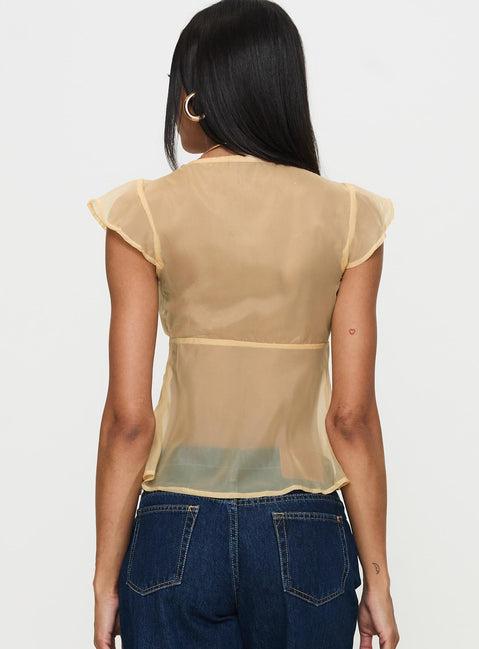 Keysia Cap Sleeve Sheer Top Apricot Product Image