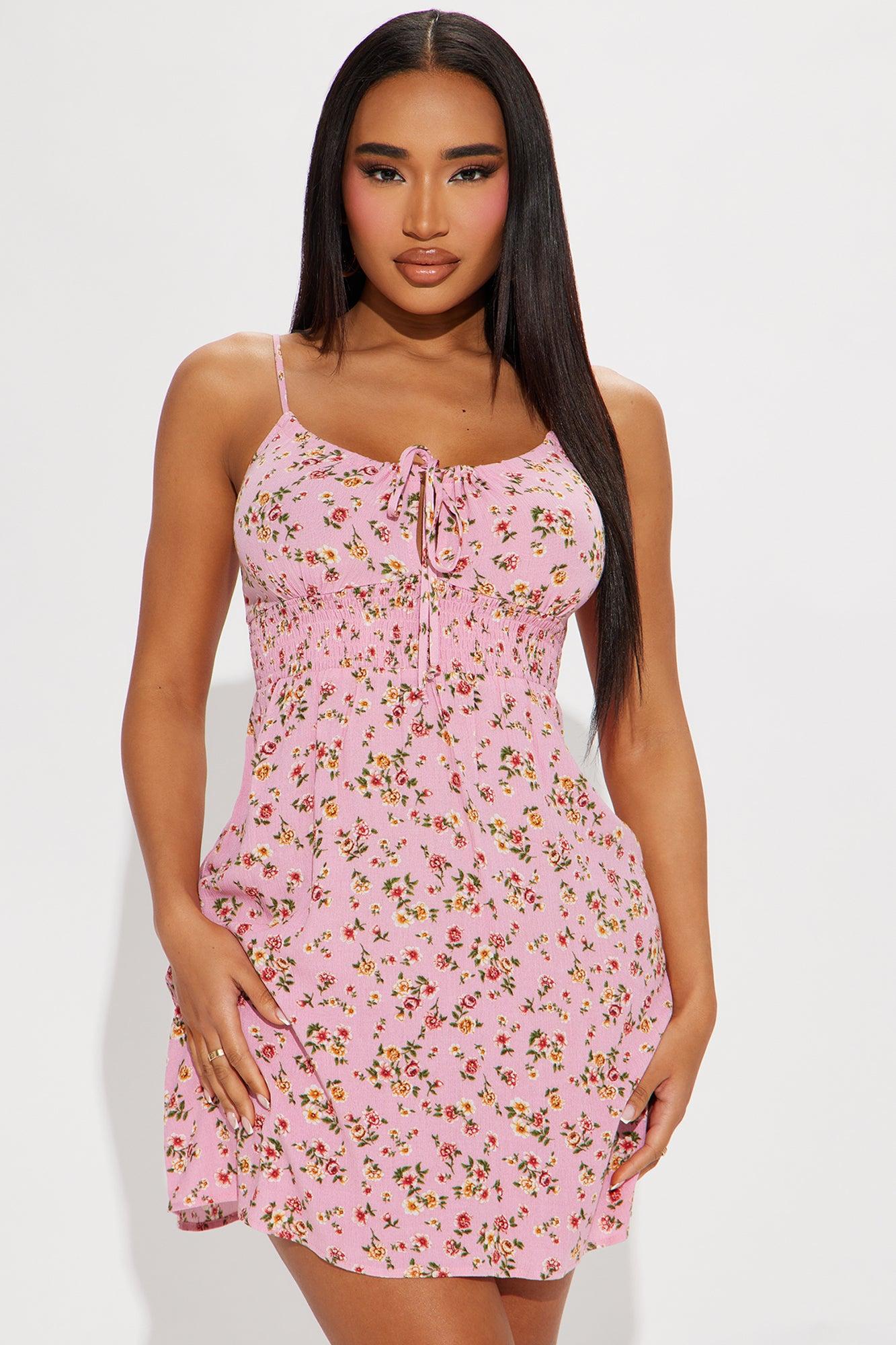 Abby Floral Mini Dress - Pink Product Image