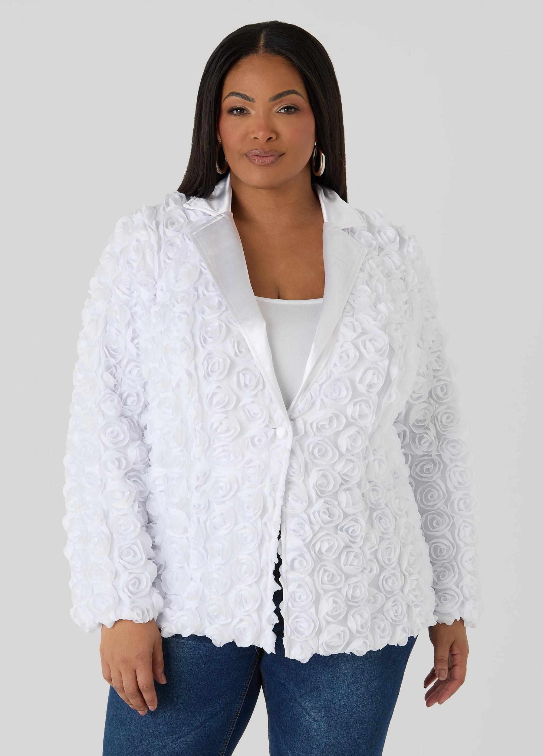 Satin Paneled Rosette Blazer Product Image