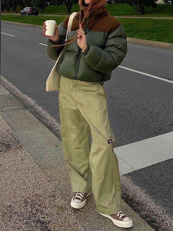 Color Block Zip Up Puffer Jacket Product Image