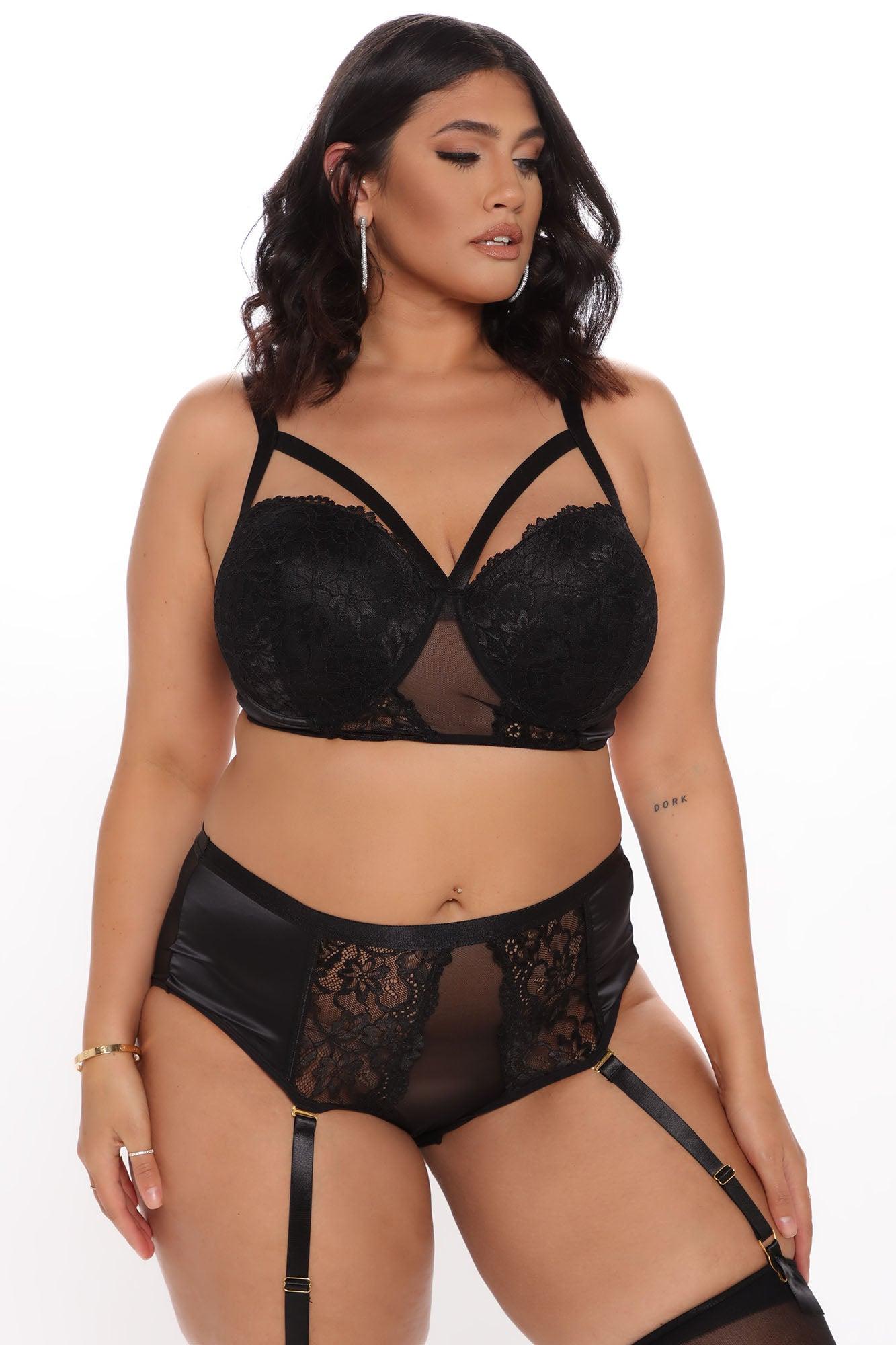 Night In Lace Bustier Garter Set - Black Product Image