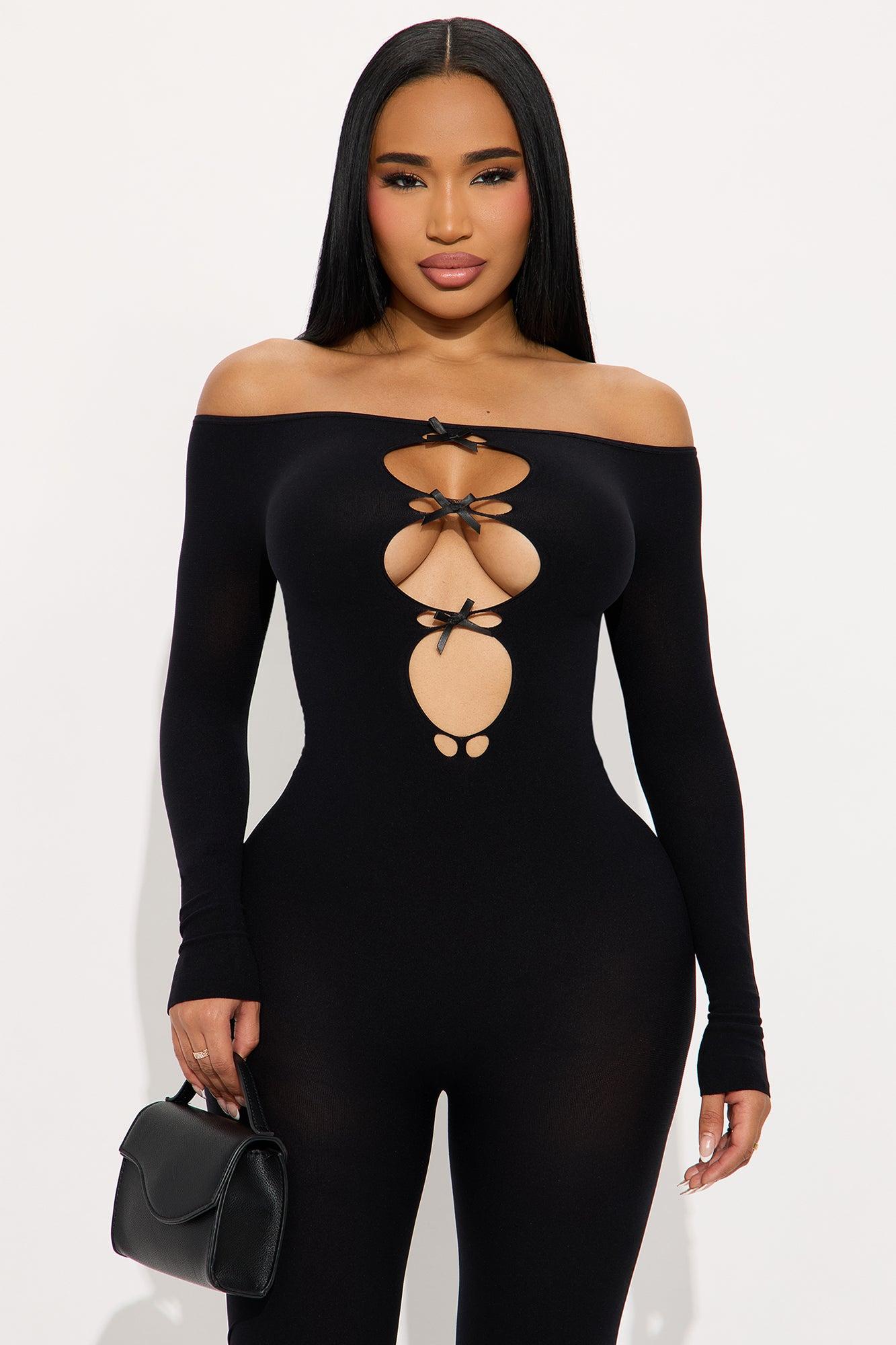 All Bowed Up Seamless Jumpsuit - Black Female Product Image