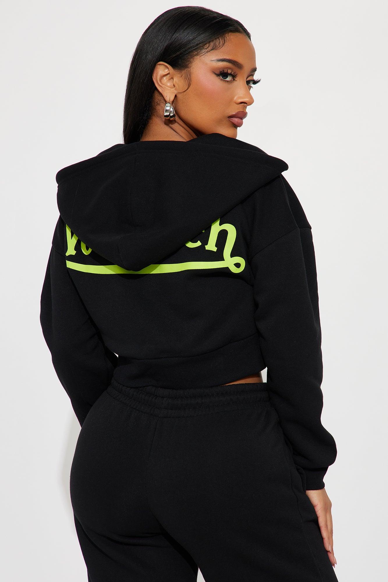 Von Dutch Embroidered Cropped Hoodie - Black/Green Product Image