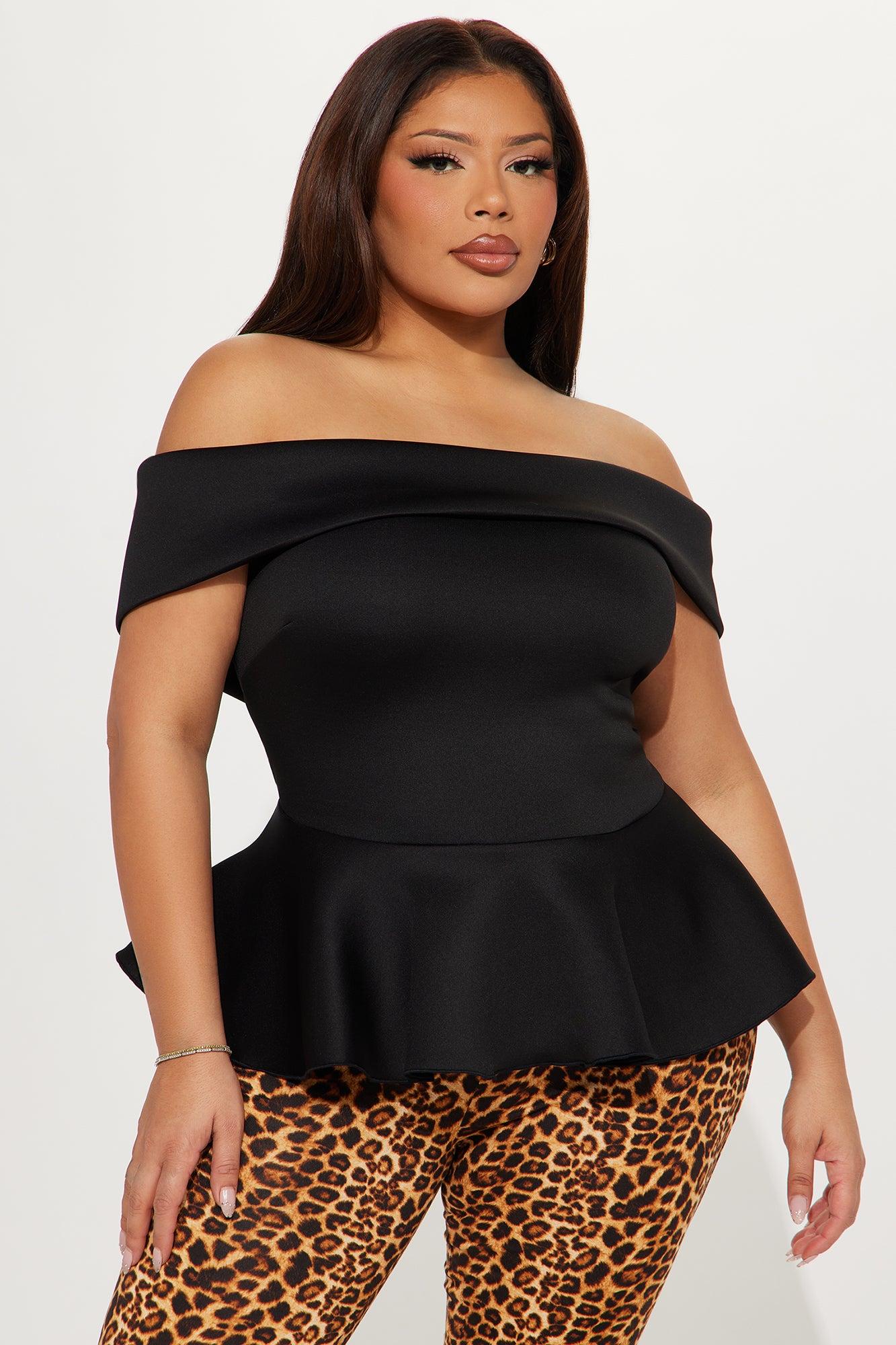 Mya Off Shoulder Peplum Top - Black Product Image